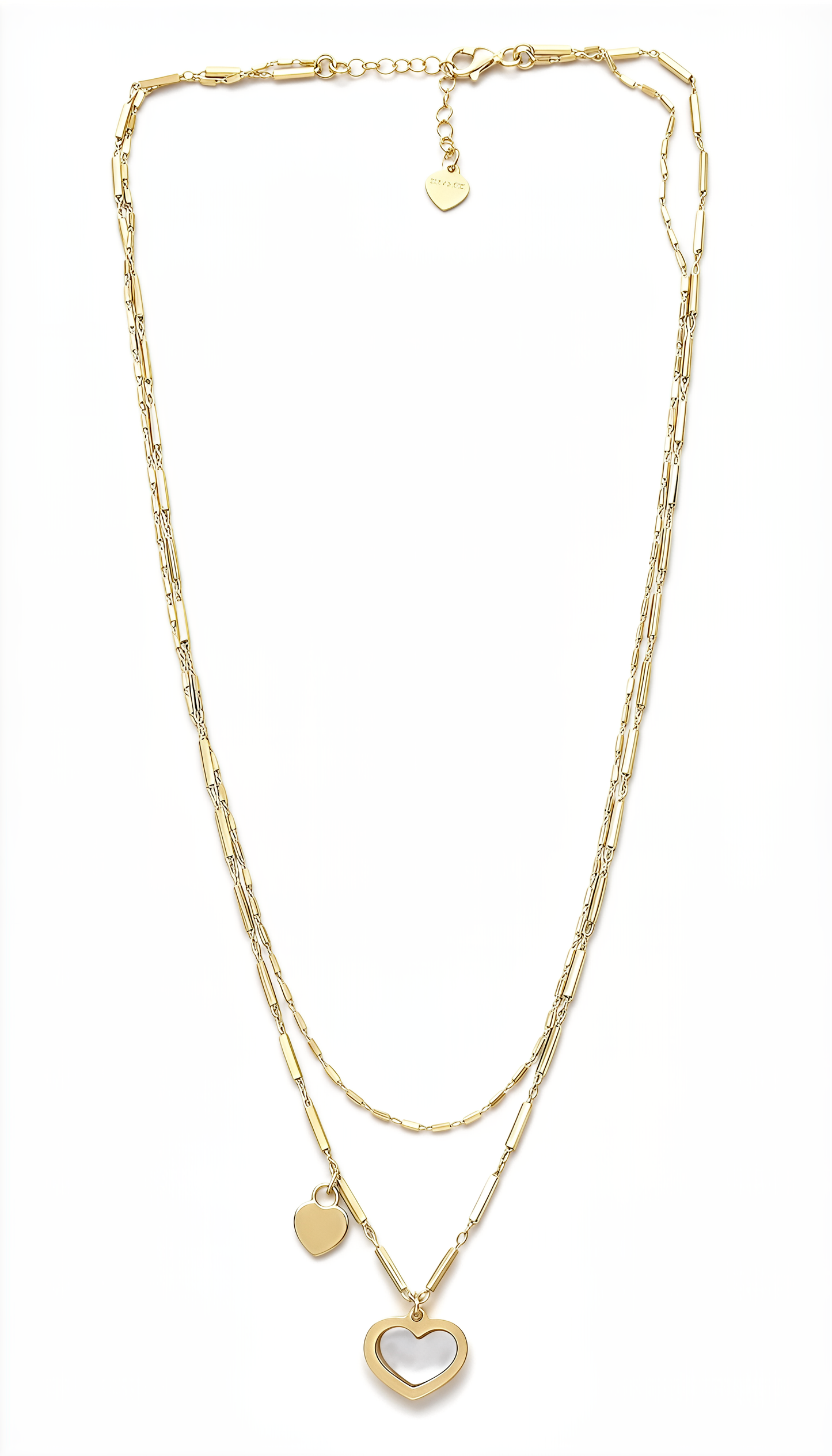 Collana Cuori Lunga in Argento 925 Laminato in Oro 24KT