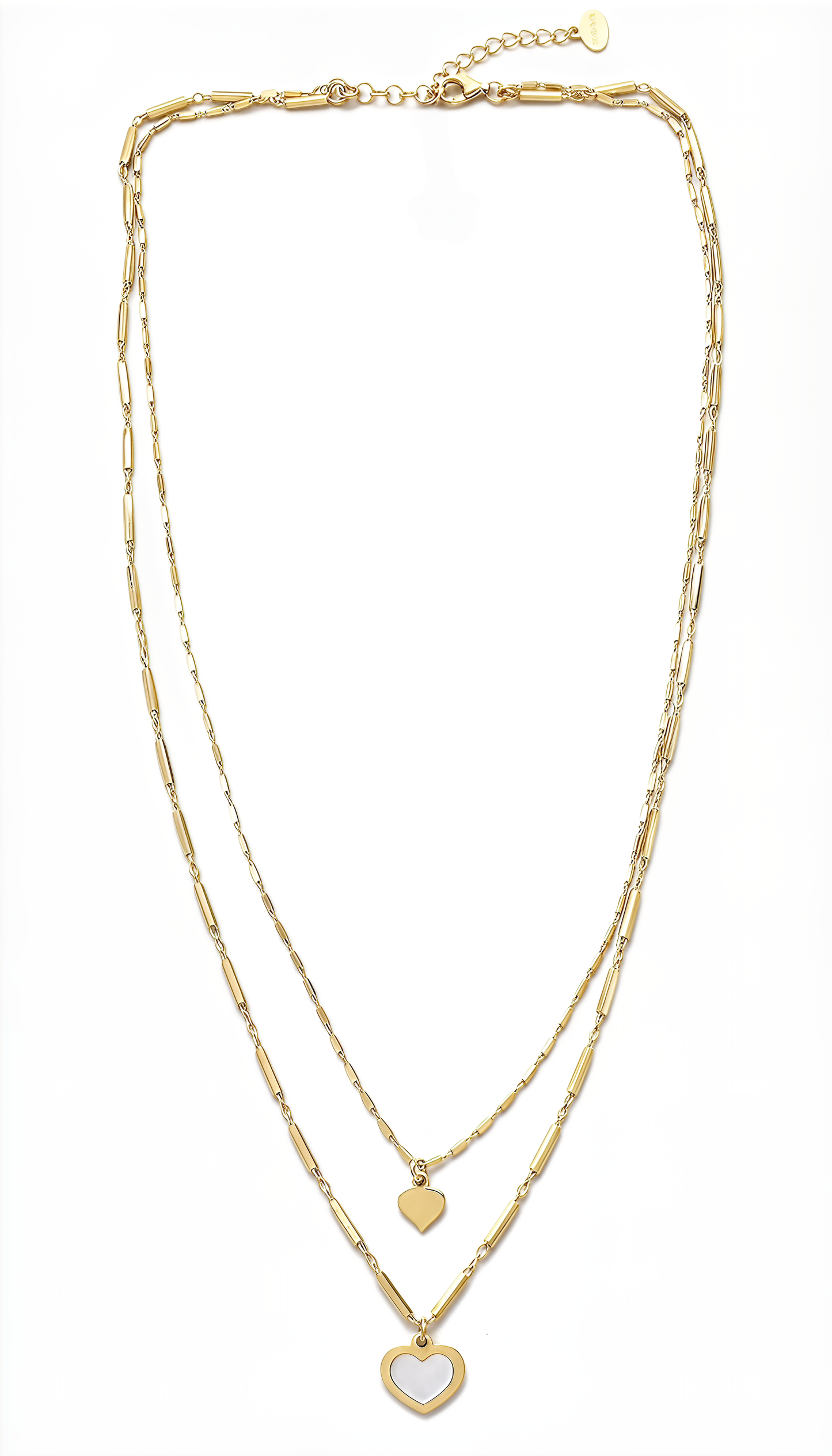 Collana Cuore Luminosa DVCCIO in Argento 925 Laminato Oro 24KT a Due Fili