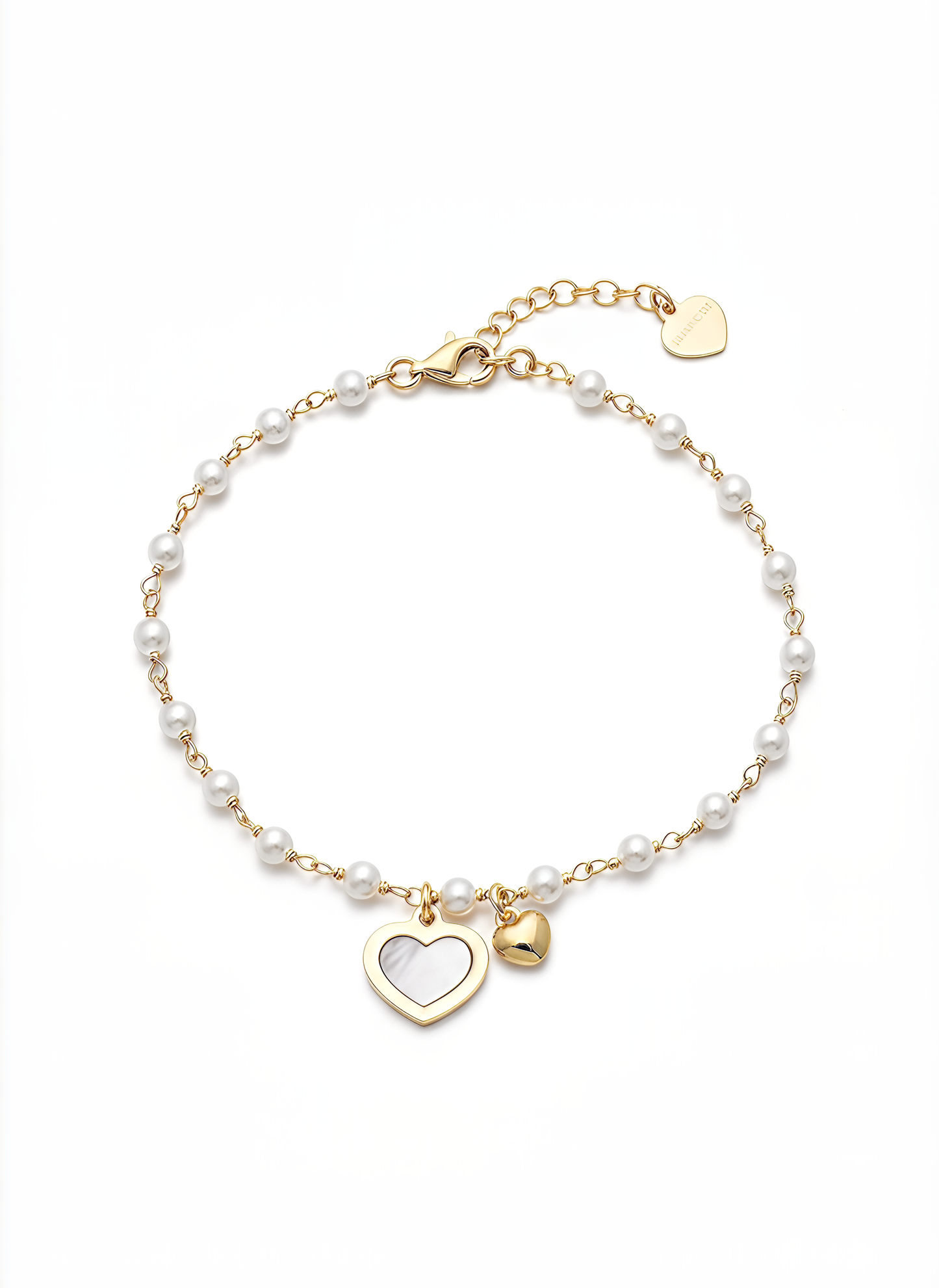 Bracciale Cuore VIBES in Argento 925 Laminato in Oro 24KT con Perle