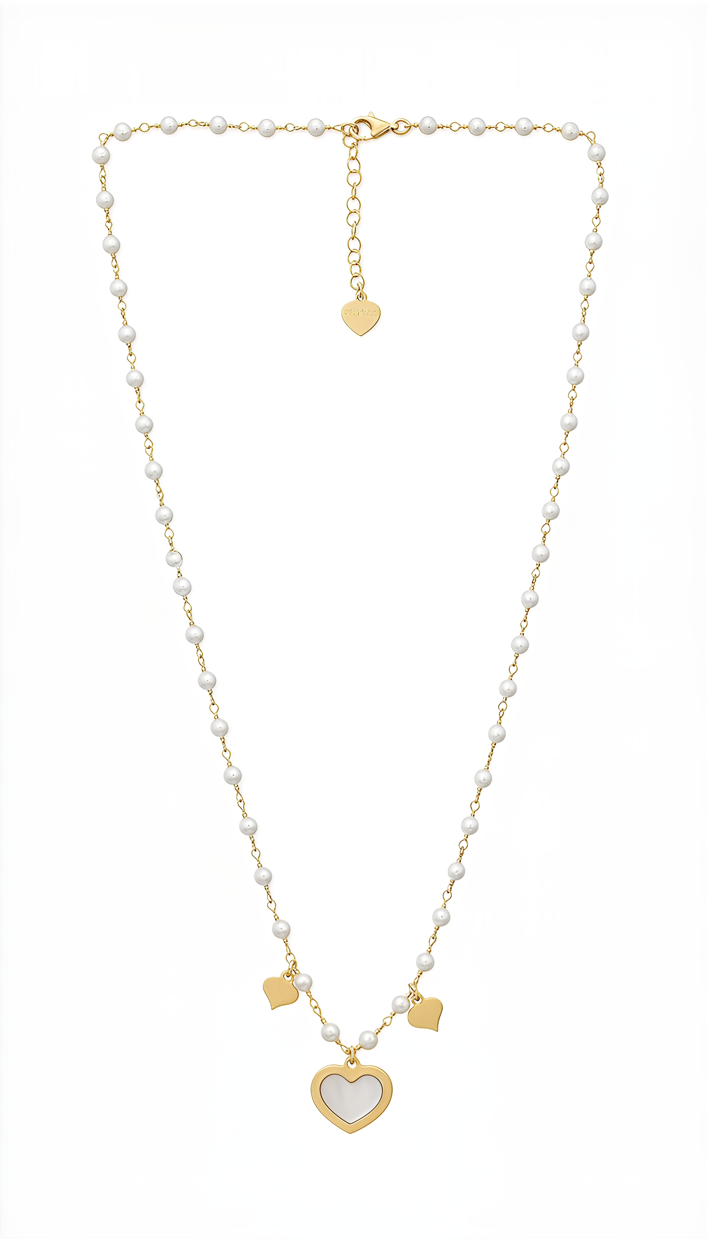 Collana Cuore Divino DVCCIO in Argento 925 Laminato Oro 24KT con Madreperla