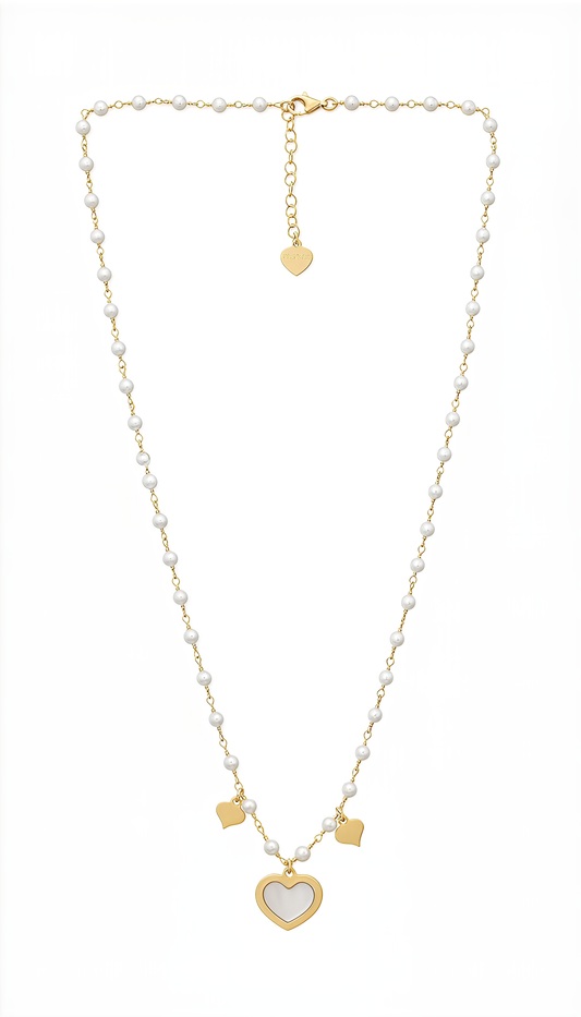 Collana Cuore Divino DVCCIO in Argento 925 Laminato Oro 24KT con Madreperla