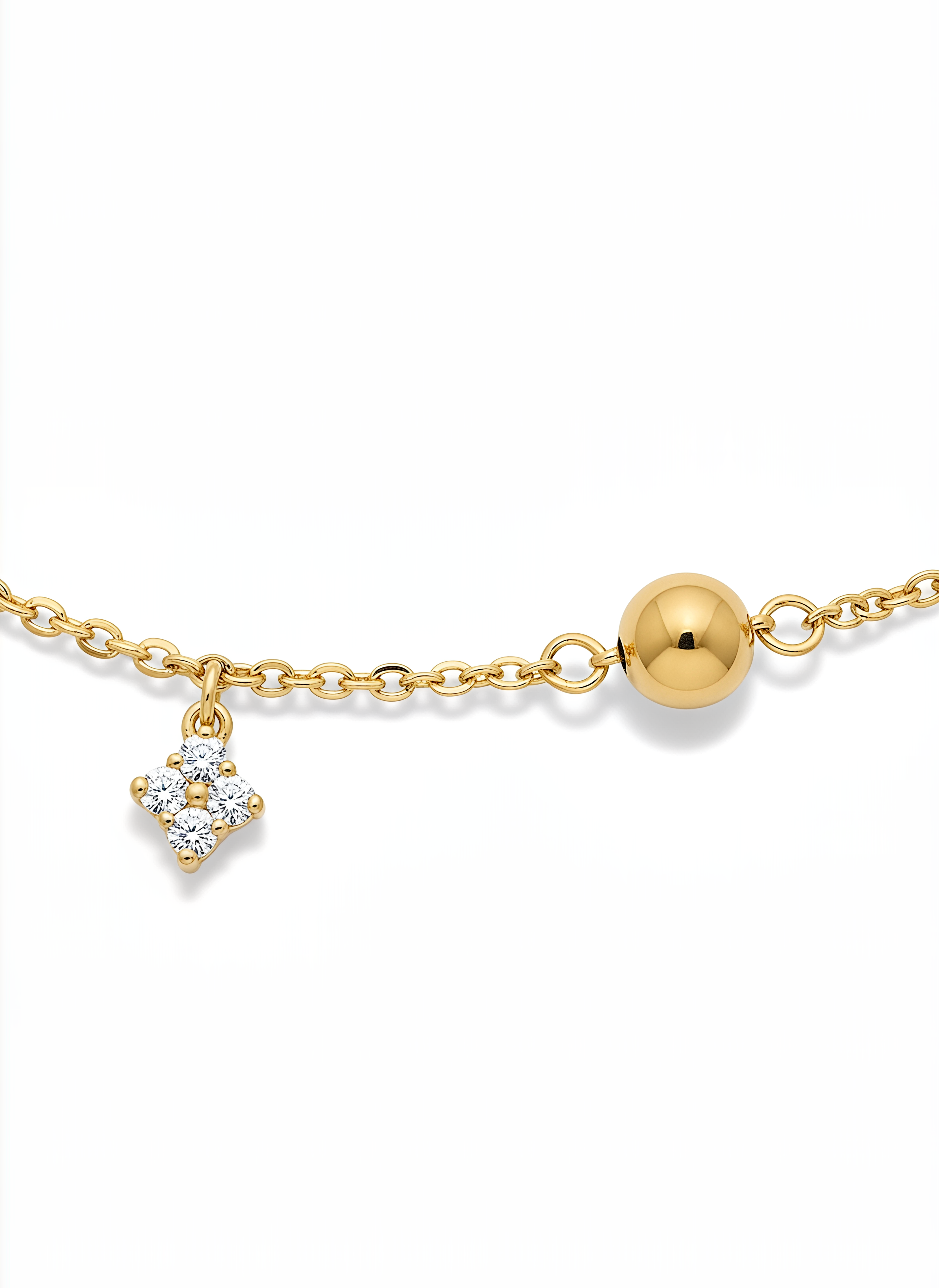 Collana Quadrifoglio con Cristalli e Sfere Chérie Argento 925 Placcata Oro 24KT