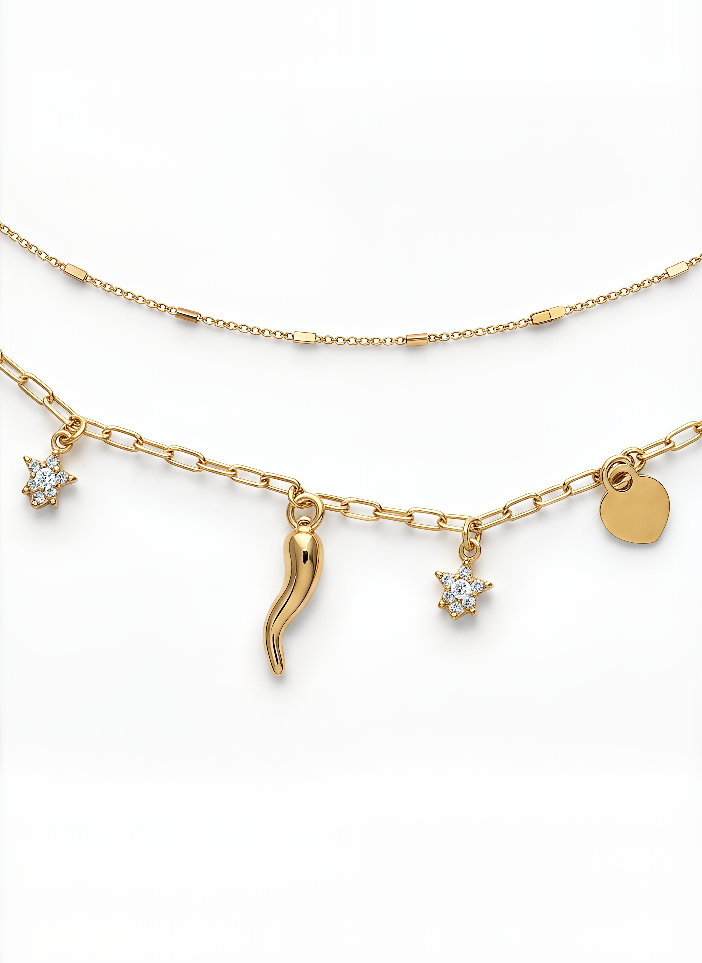 Collana con Pendenti Chérie Argento 925 Placcata Oro 24KT