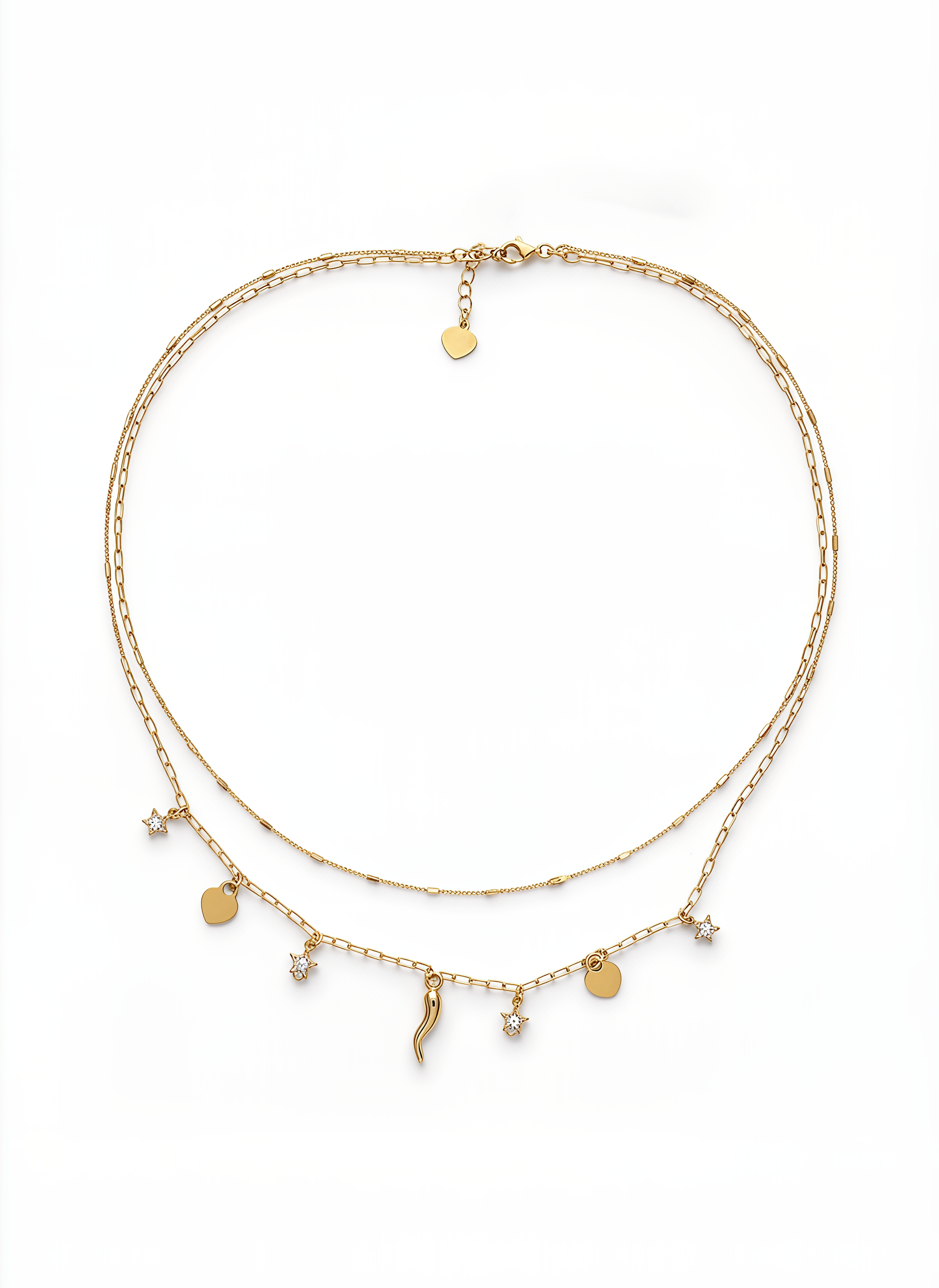 Collana con Pendenti Chérie Argento 925 Placcata Oro 24KT