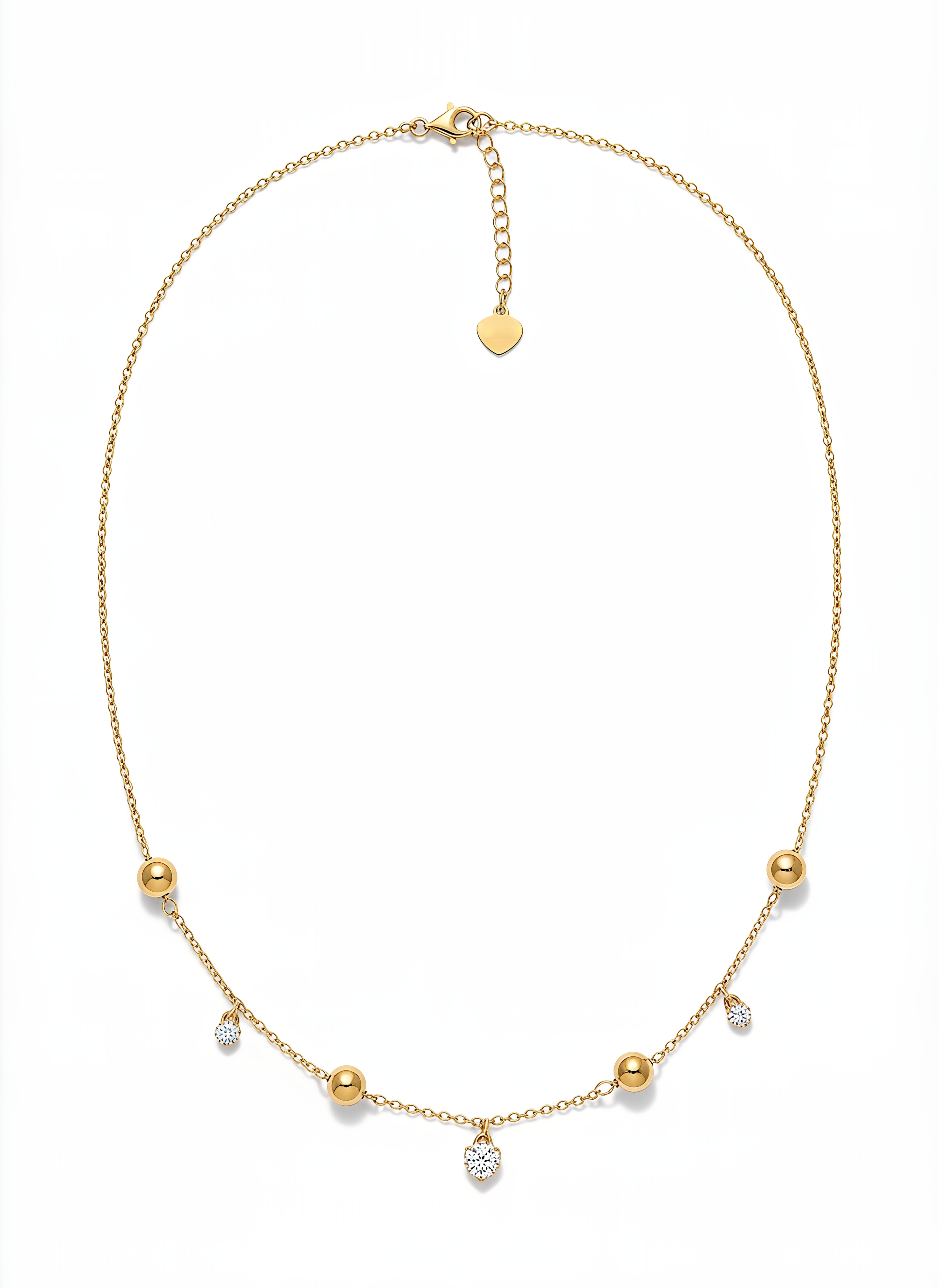 Collana Cuori con Cristalli e Sfere Chérie Argento 925 Placcata Oro 24KT