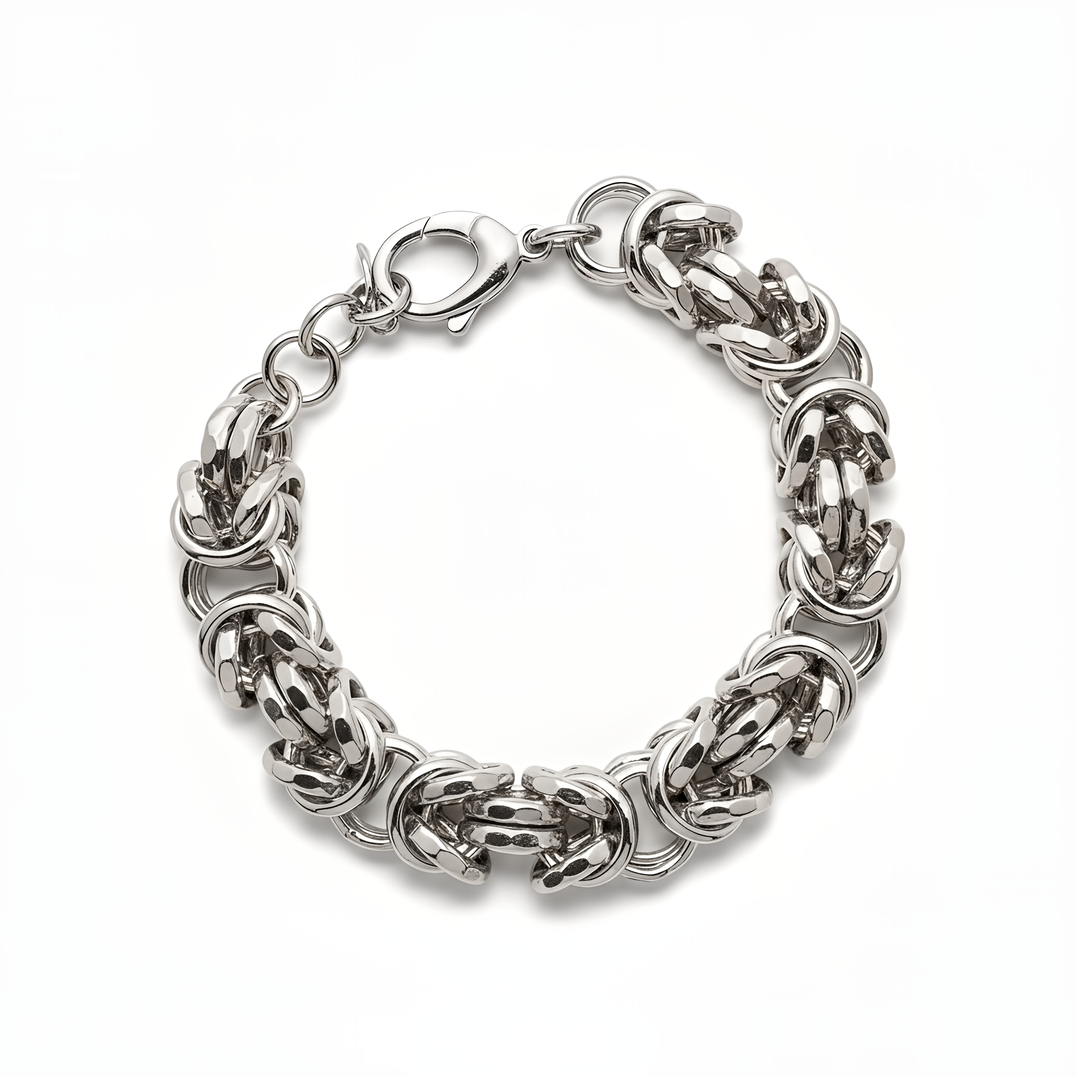 Large Dubai Byzantine Link Bracelet 925 Silver 24KT Gold Plated