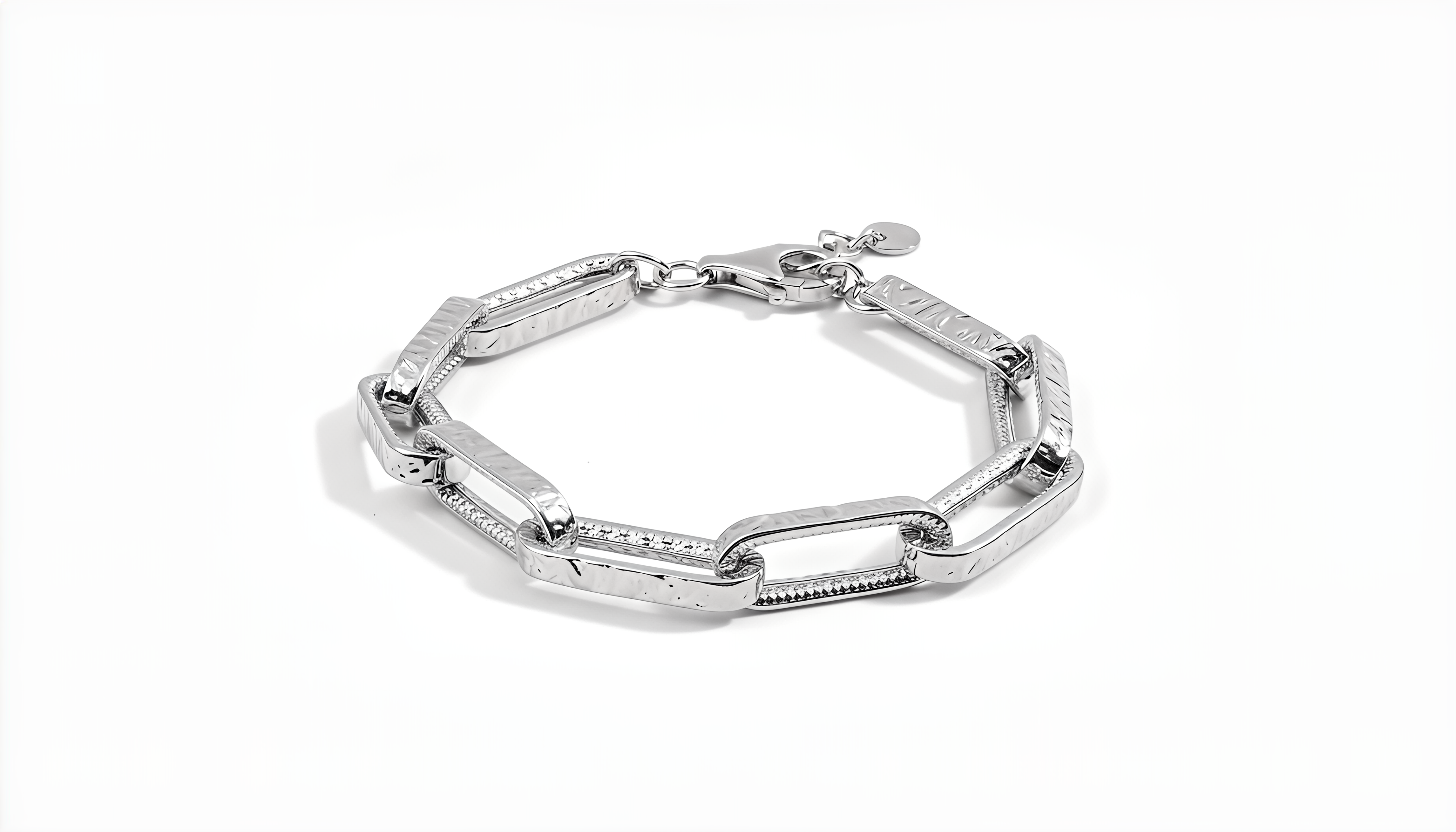 Bracciale a Maglie Rettangolari Decorate Dubai Argento 925 Placcata Oro 24KT