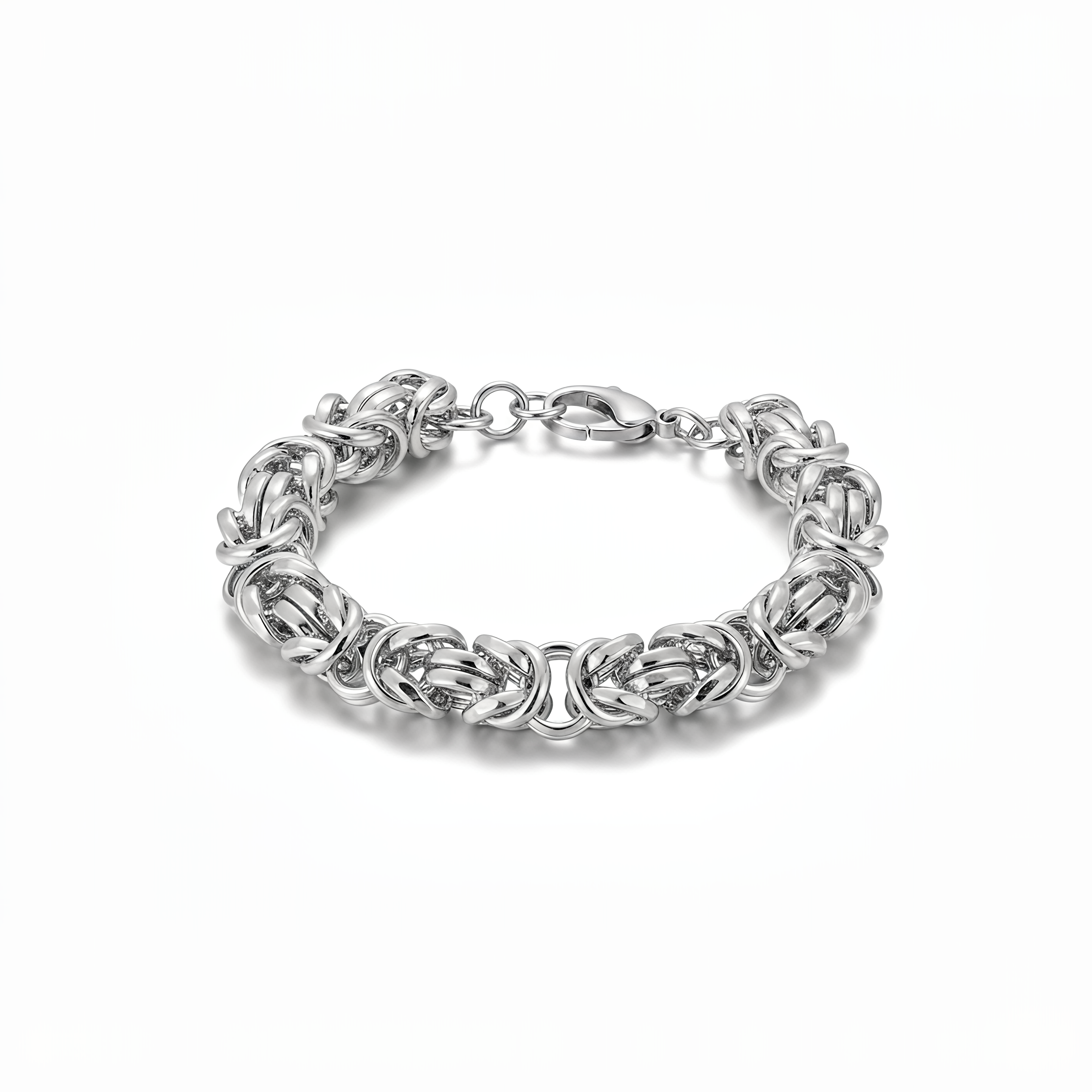 Large Dubai Byzantine Link Bracelet 925 Silver 24KT Gold Plated