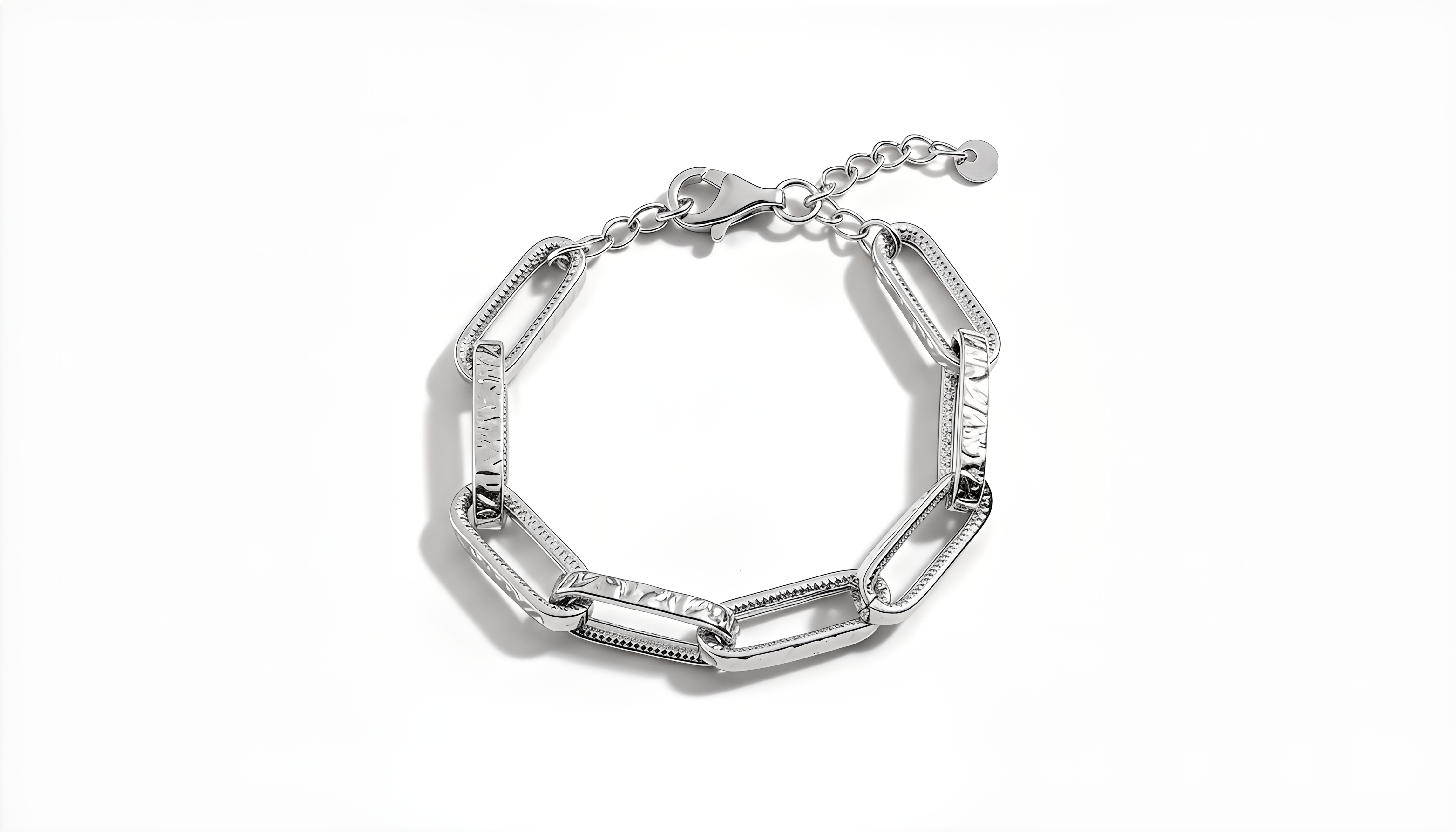 Bracciale a Maglie Rettangolari Decorate Dubai Argento 925 Placcata Oro 24KT