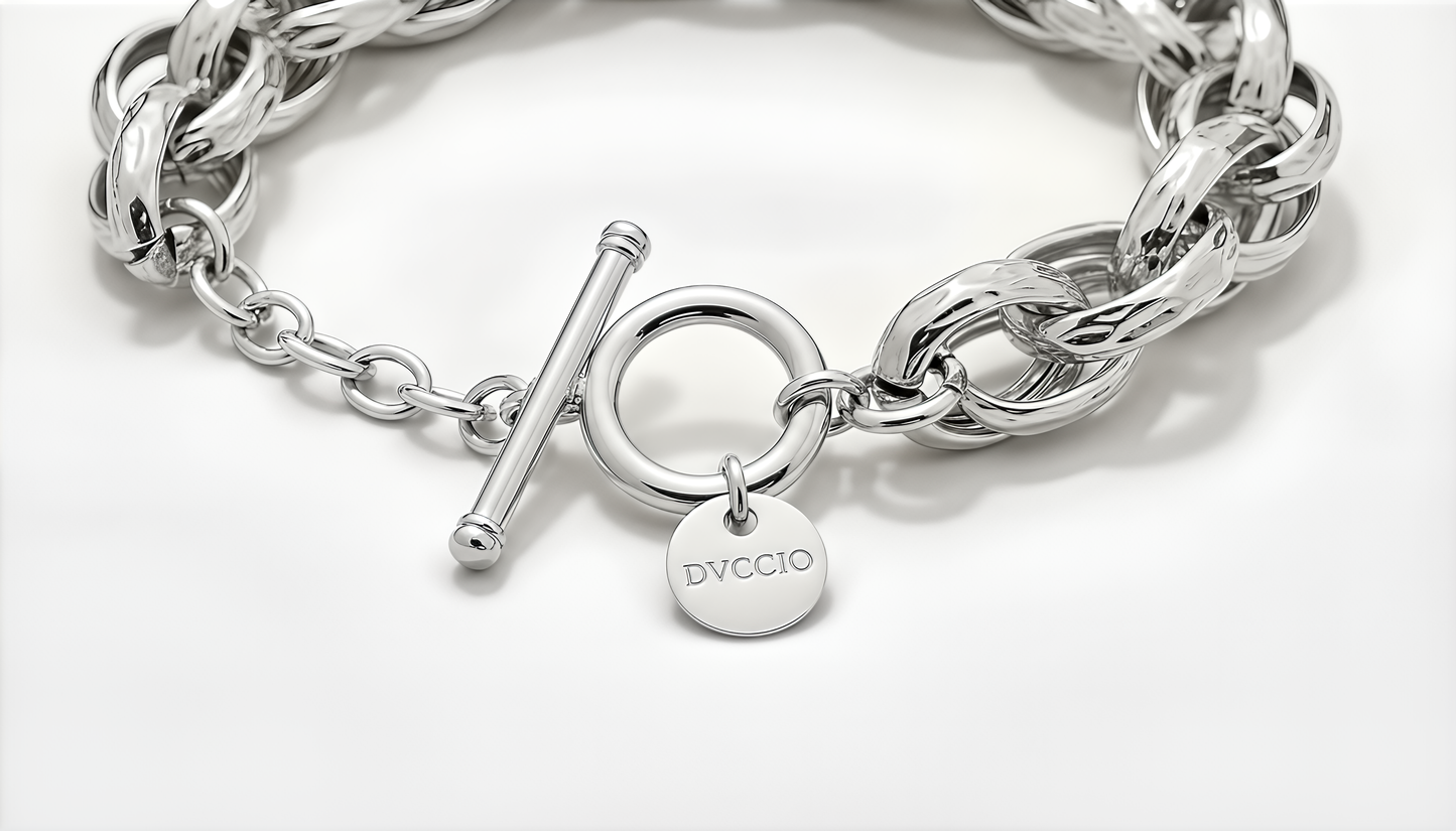 Bracciale Catena Intrecciata in Argento 925 Laminato Oro 24KT