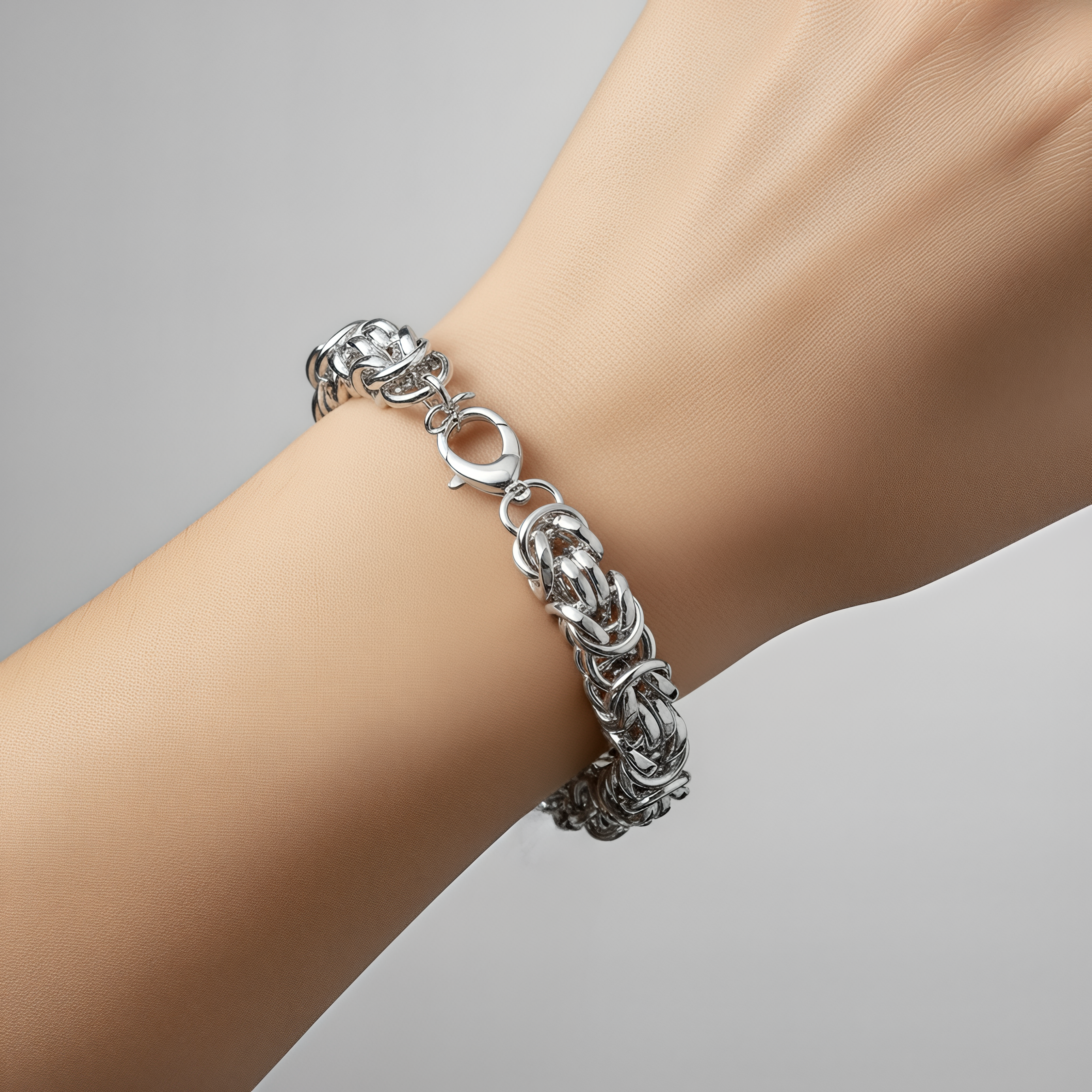 Large Dubai Byzantine Link Bracelet 925 Silver 24KT Gold Plated