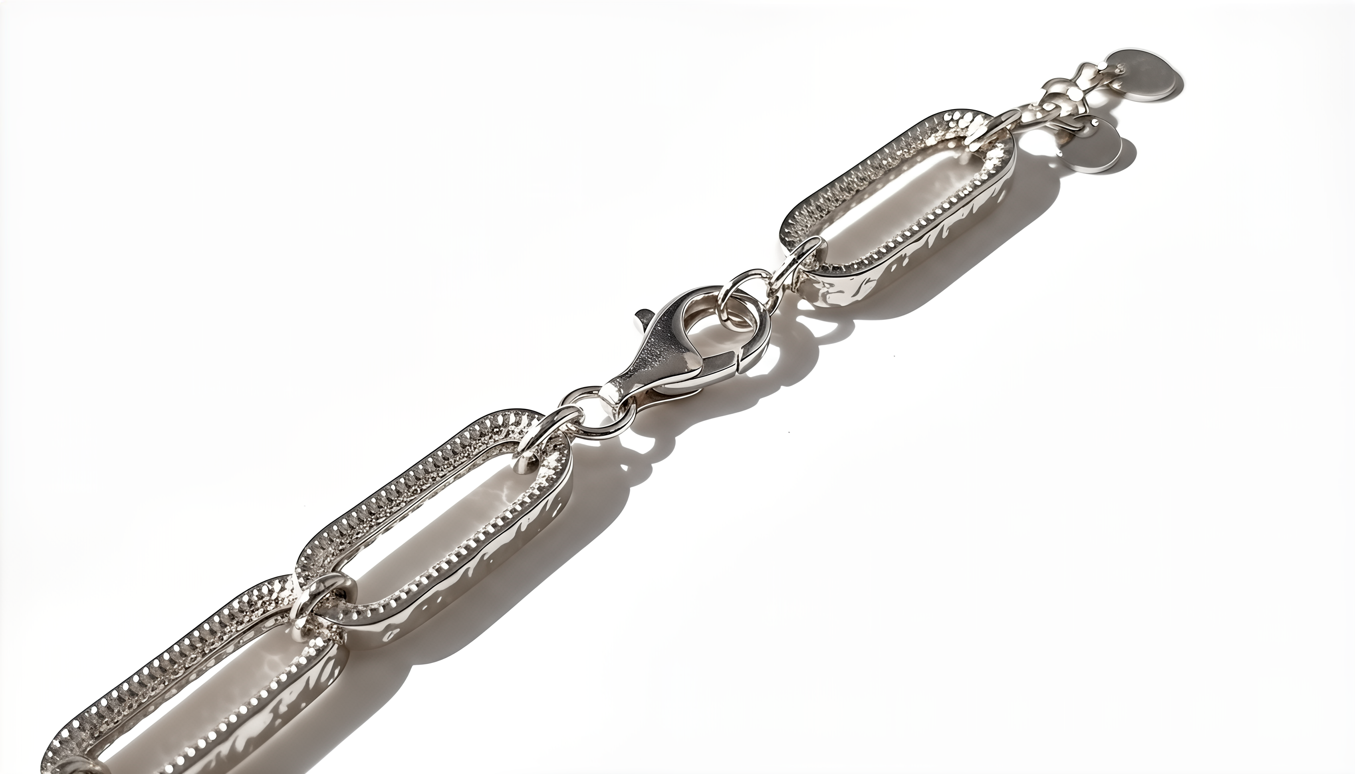 Bracciale a Maglie Rettangolari Decorate Dubai Argento 925 Placcata Oro 24KT