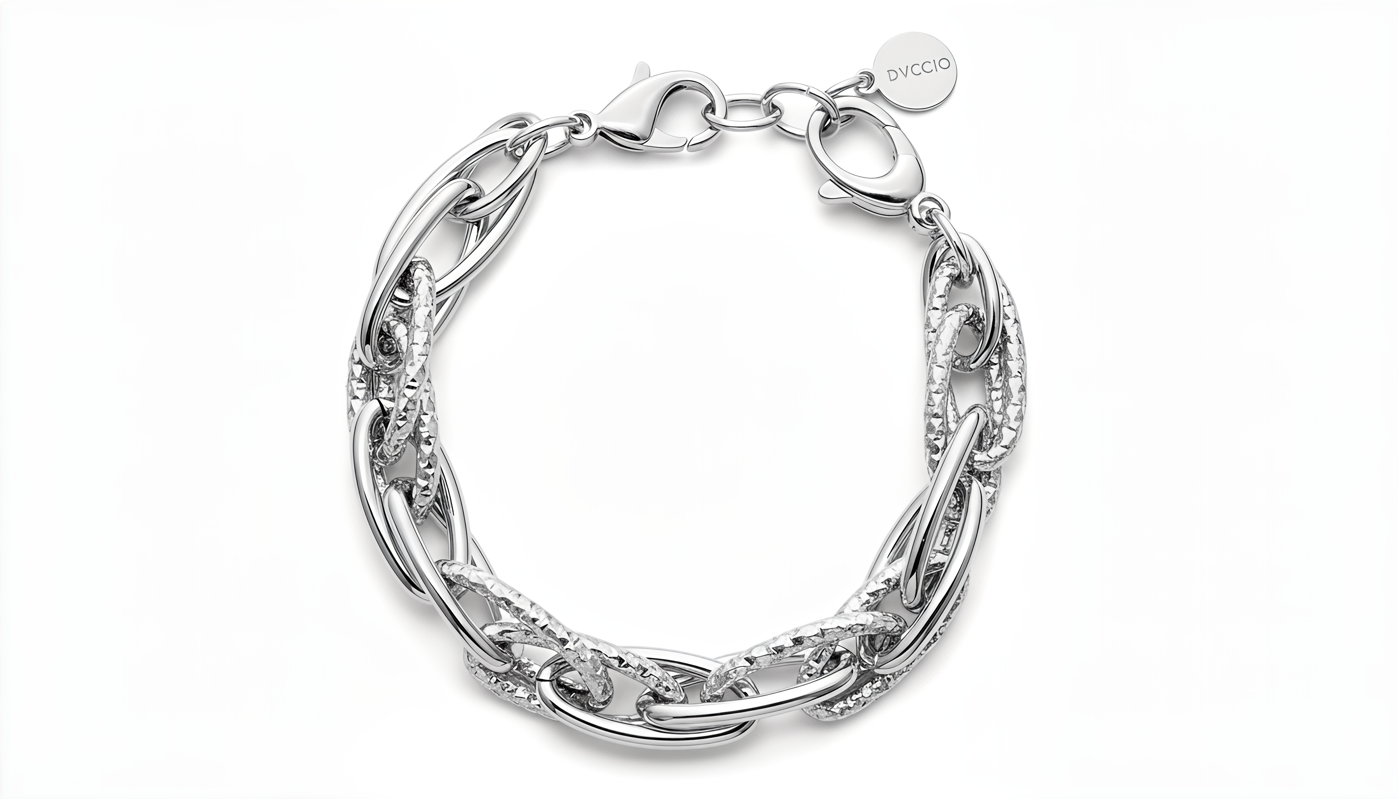 Bracciale a Maglie Ovali Alternate Dubai Argento 925 Placcata Oro 24KT