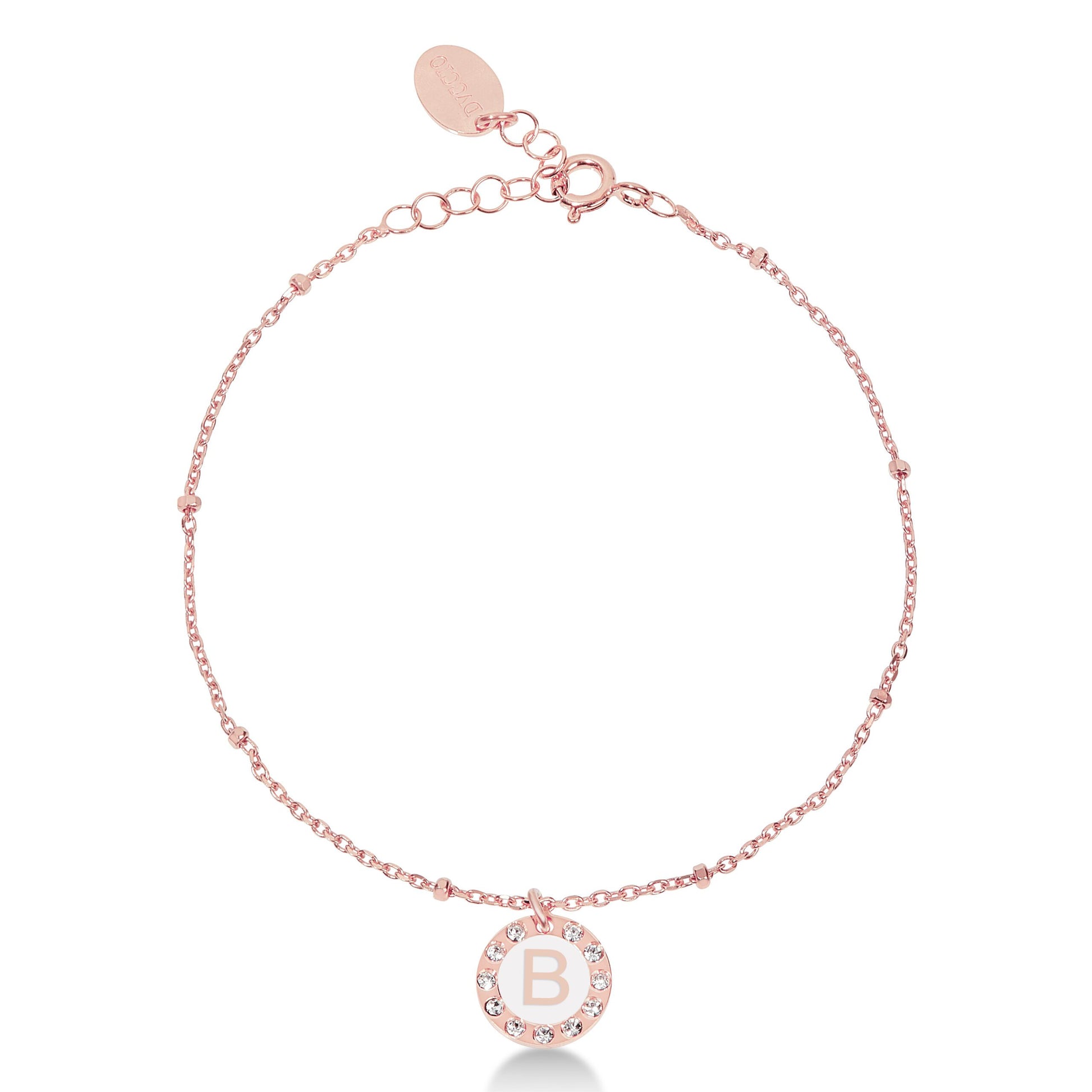 Bracciale morbido Dvccio pendente rosa iniziale B