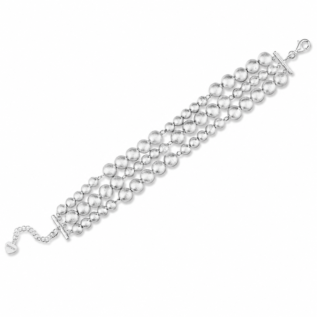 Bracciale SABA a 3 File Argento 925 Placcato Oro 24KT Sfere Setate