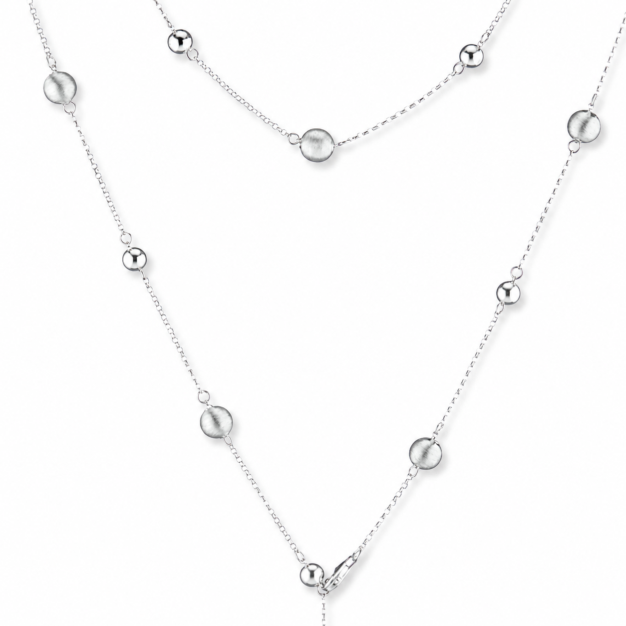 Collana SABA 120cm Argento 925 Placcato Oro 24KT Sfere Setate
