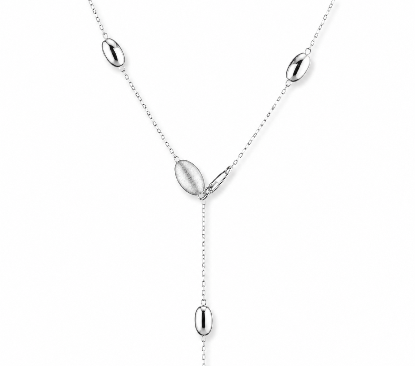 SABA Long Necklace 120cm | 925 Silver Plated 24KT Gold Silk Ovals