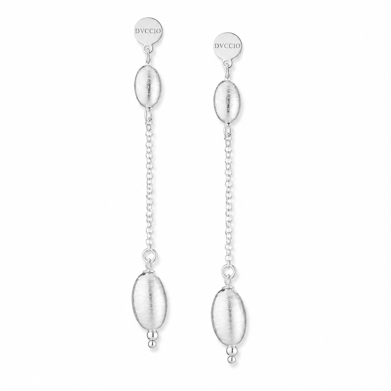 Orecchino Pendente SABA Argento 925 Placcato Oro 24KT Sfere Ovali Setate