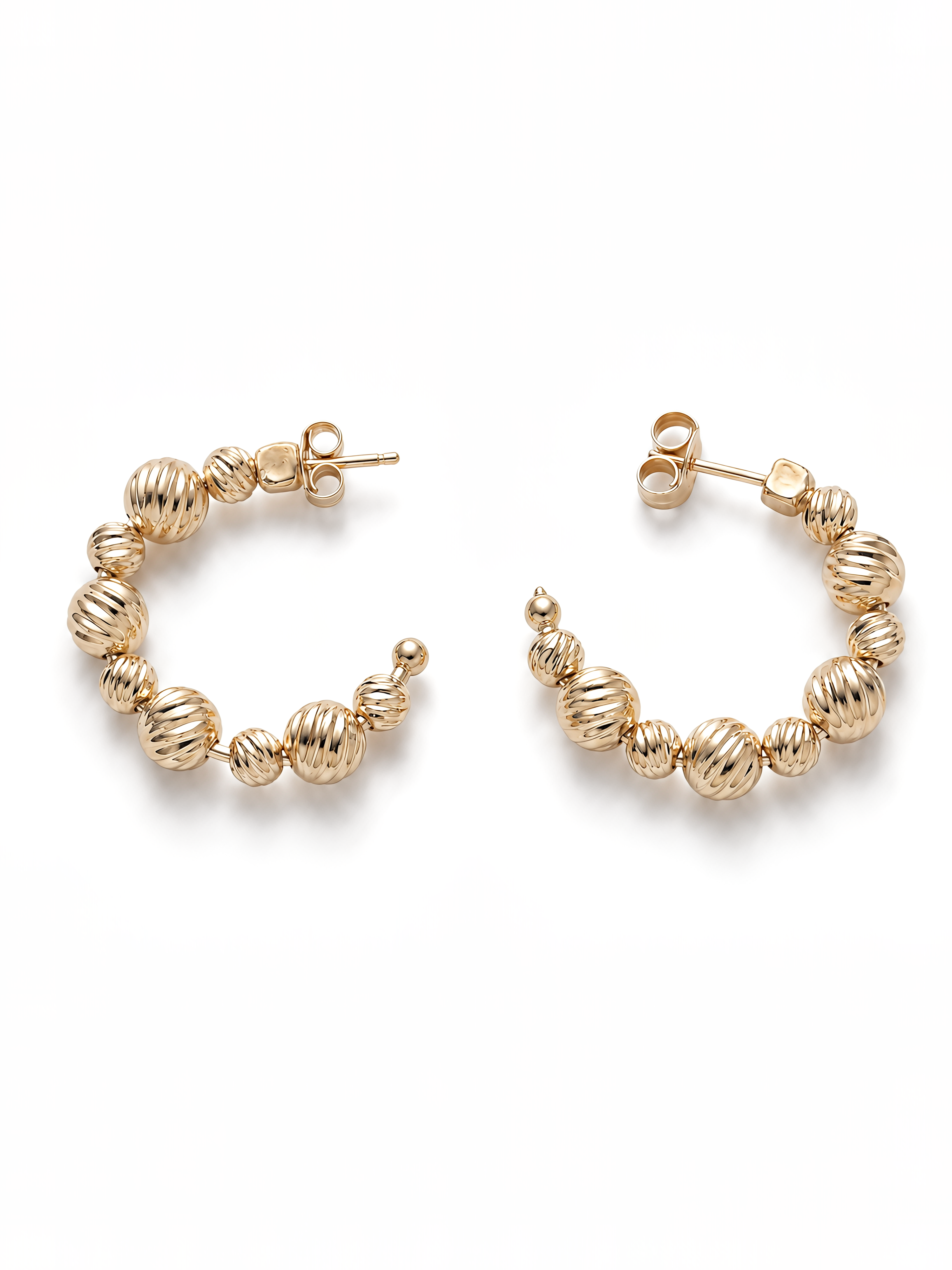 Orecchini a Cerchio con Sfere Diamantate Rewind Argento 925 Placcata Oro 24KT