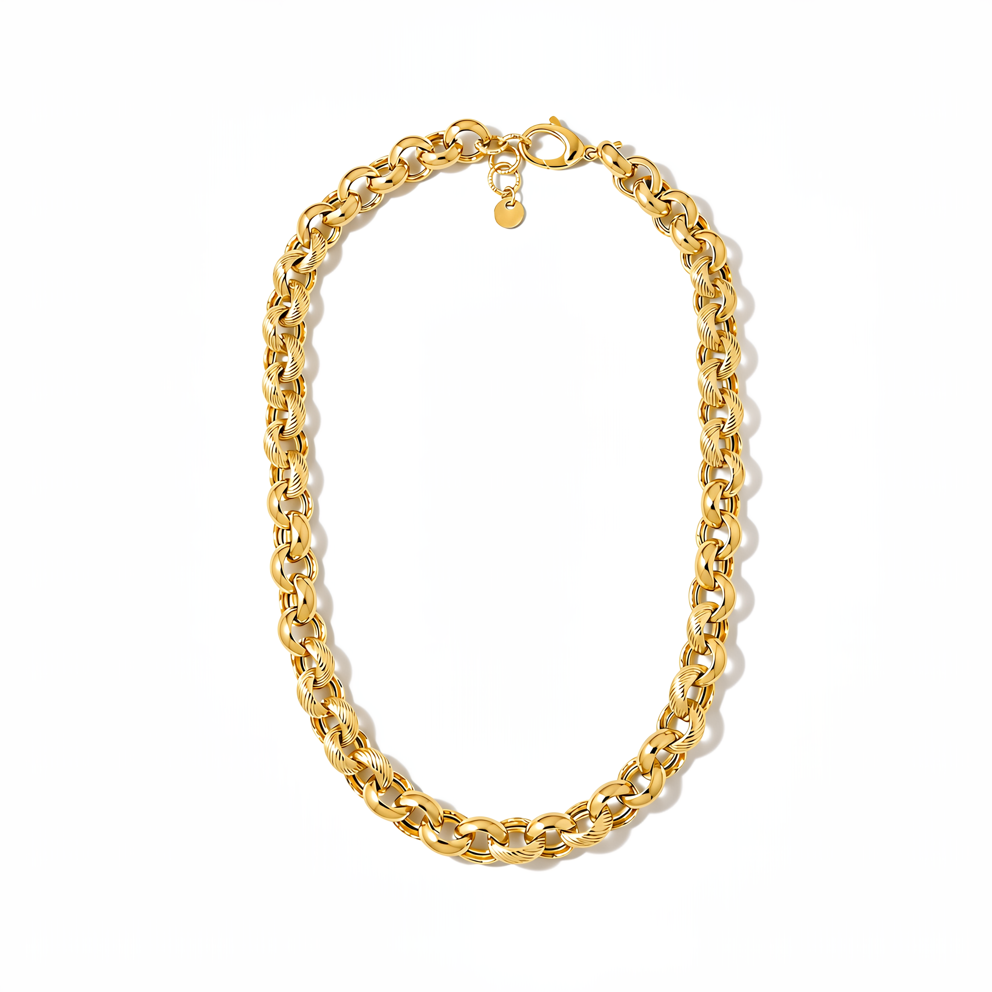 Collana DVCCIO a Catena con Maglie Alternate in Argento 925 Laminato Oro 24KT