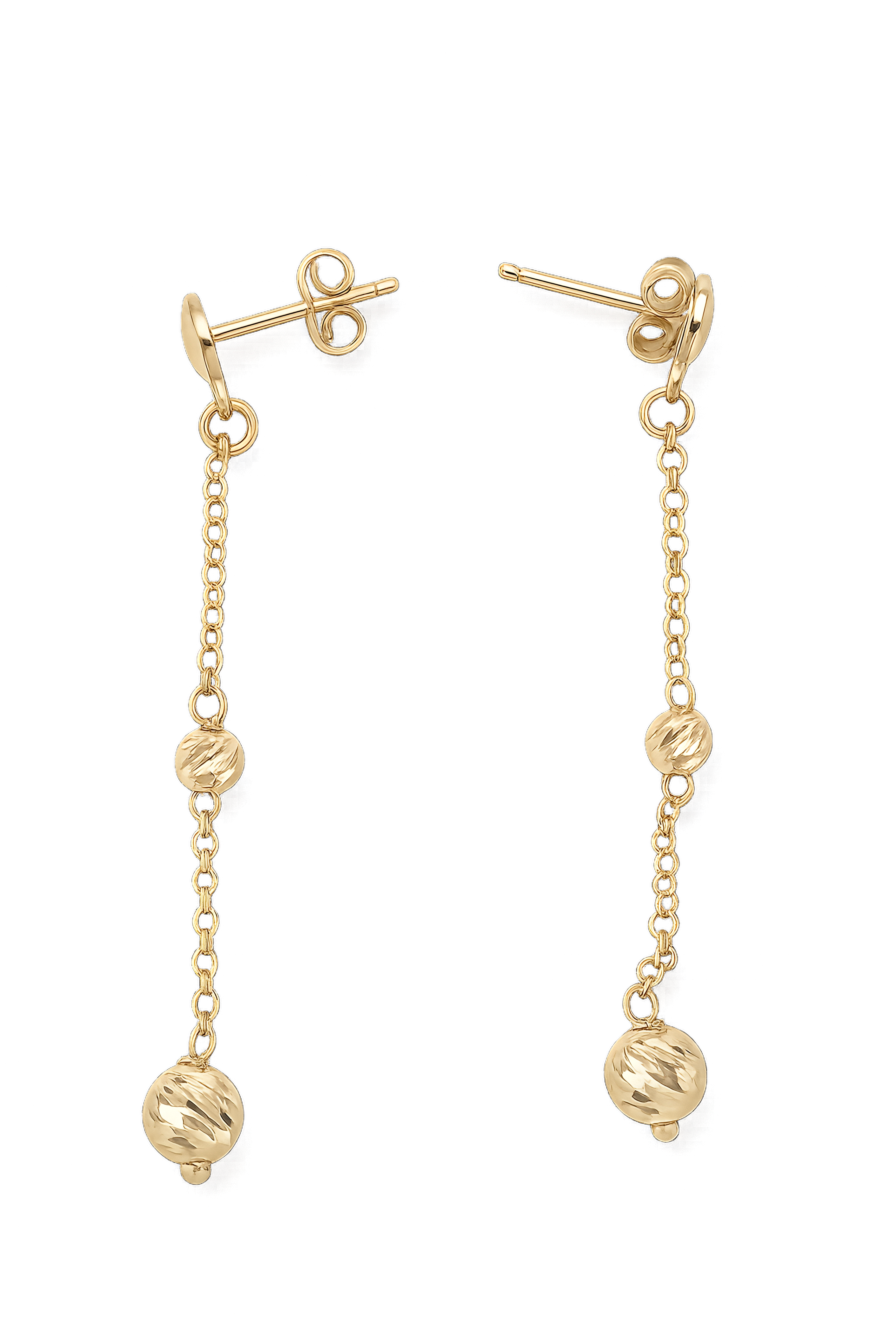 Orecchini a Sfere Diamantate Rewind Argento 925 Placcata Oro 24KT