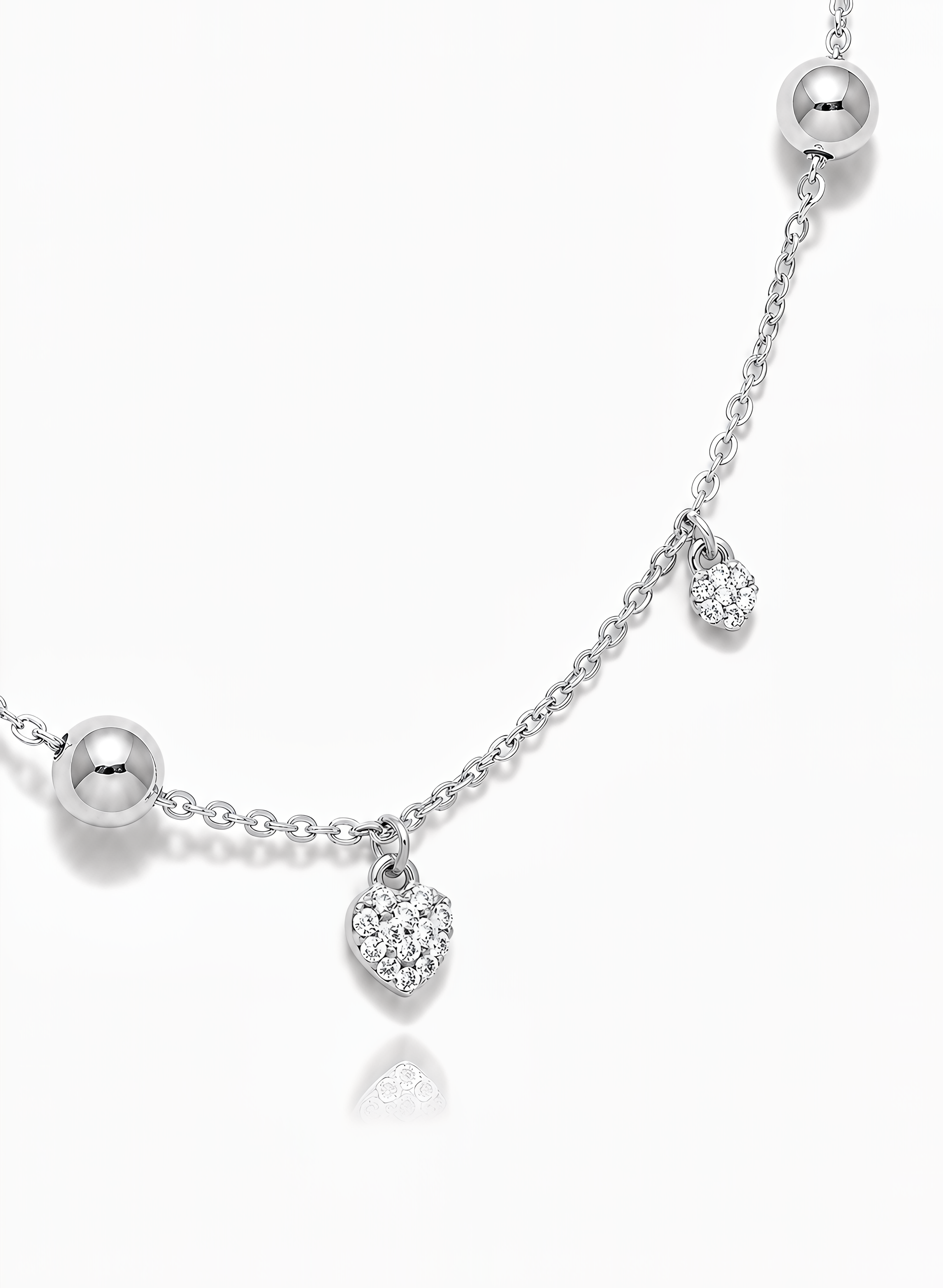Collana Cuori con Cristalli e Sfere Chérie Argento 925 Placcata Oro 24KT