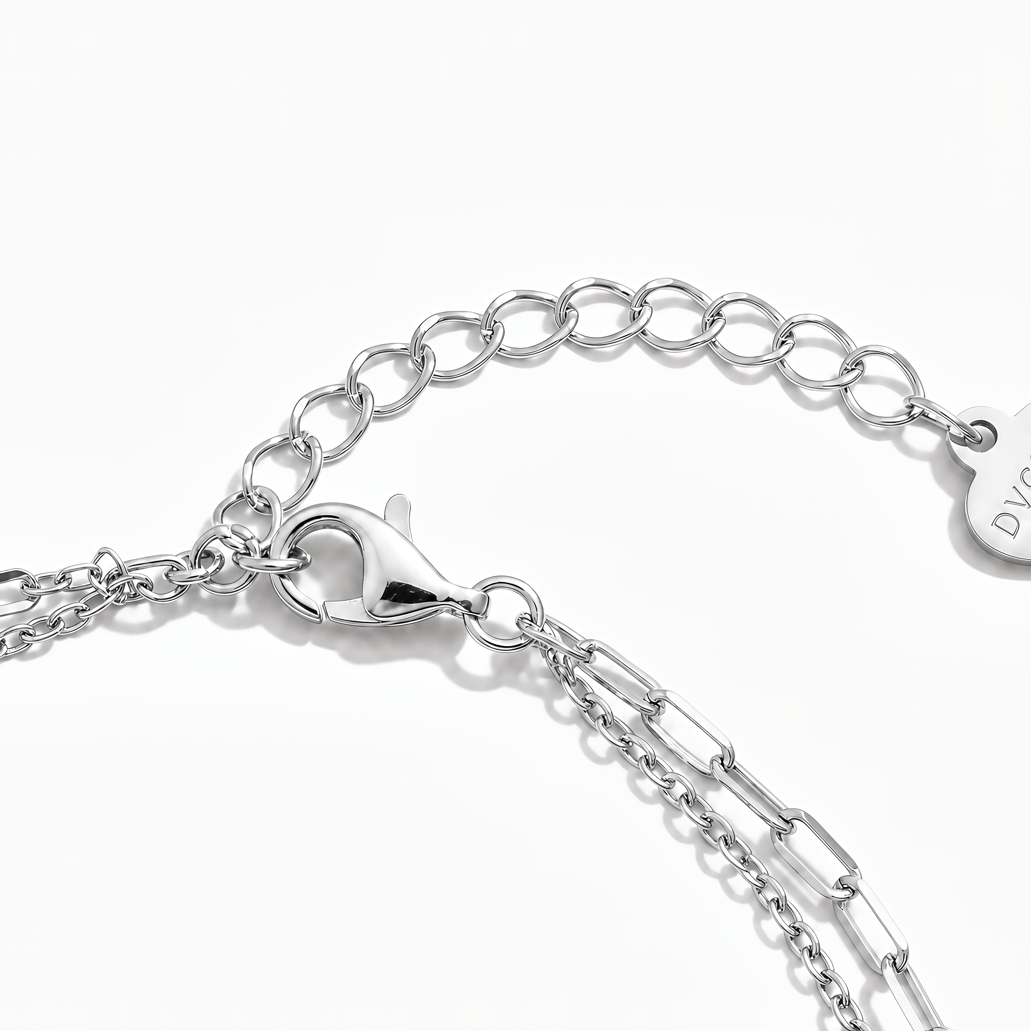 Bracciale Doppia Catena con Cornetto e Sfera Rossa Chérie Argento 925 Placcato Oro 24KT