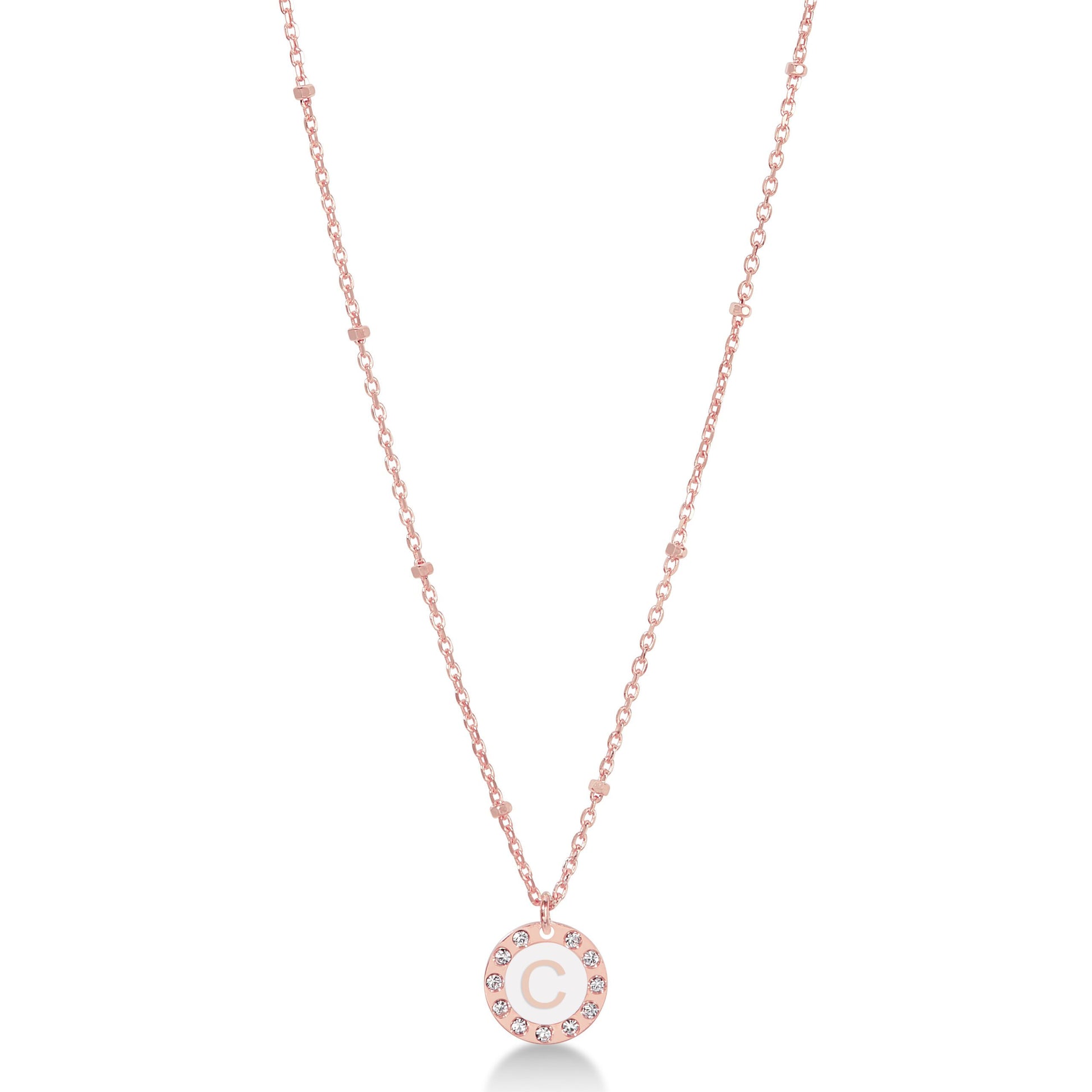 Collana 45 cm Dvccio rosa iniziale C