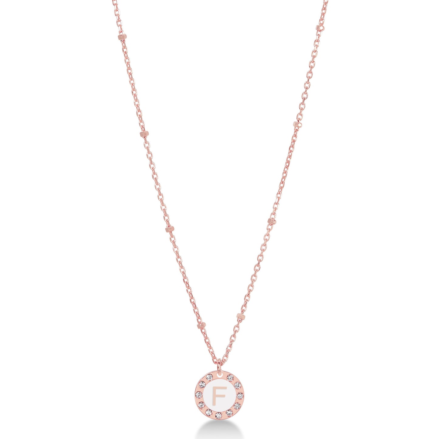 Collana 45 cm Dvccio rosa iniziale F