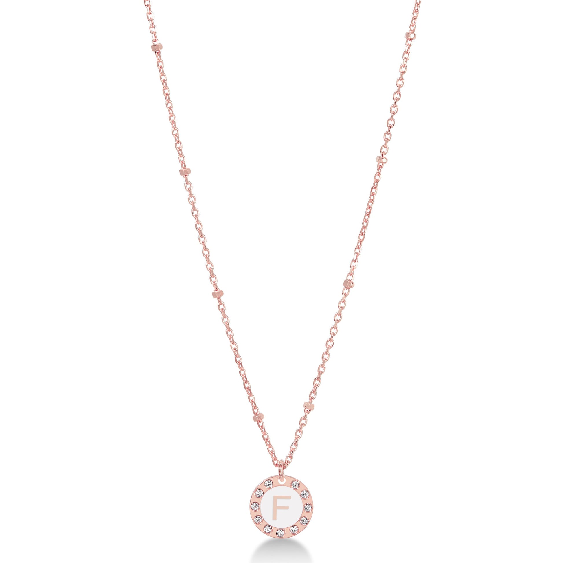 Collana 45 cm Dvccio rosa iniziale F