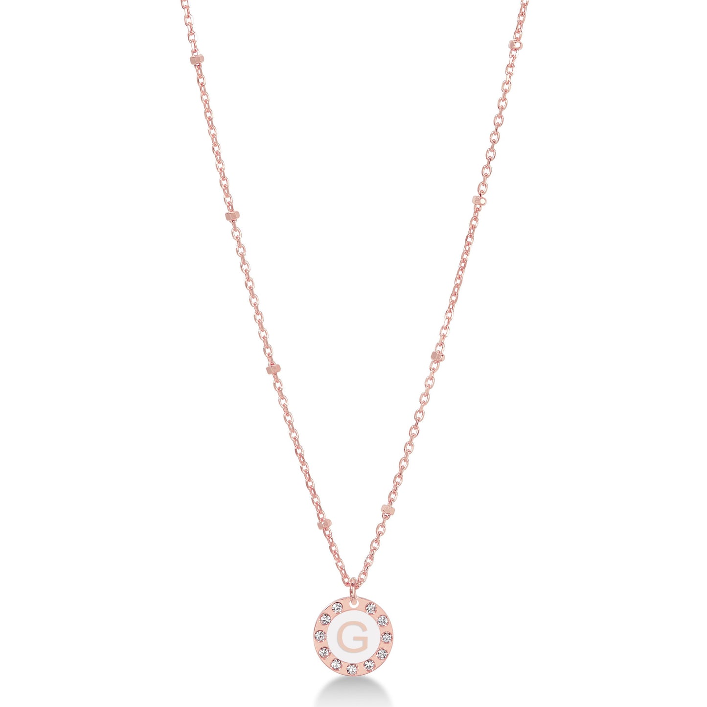 Collana 45 cm Dvccio rosa iniziale G