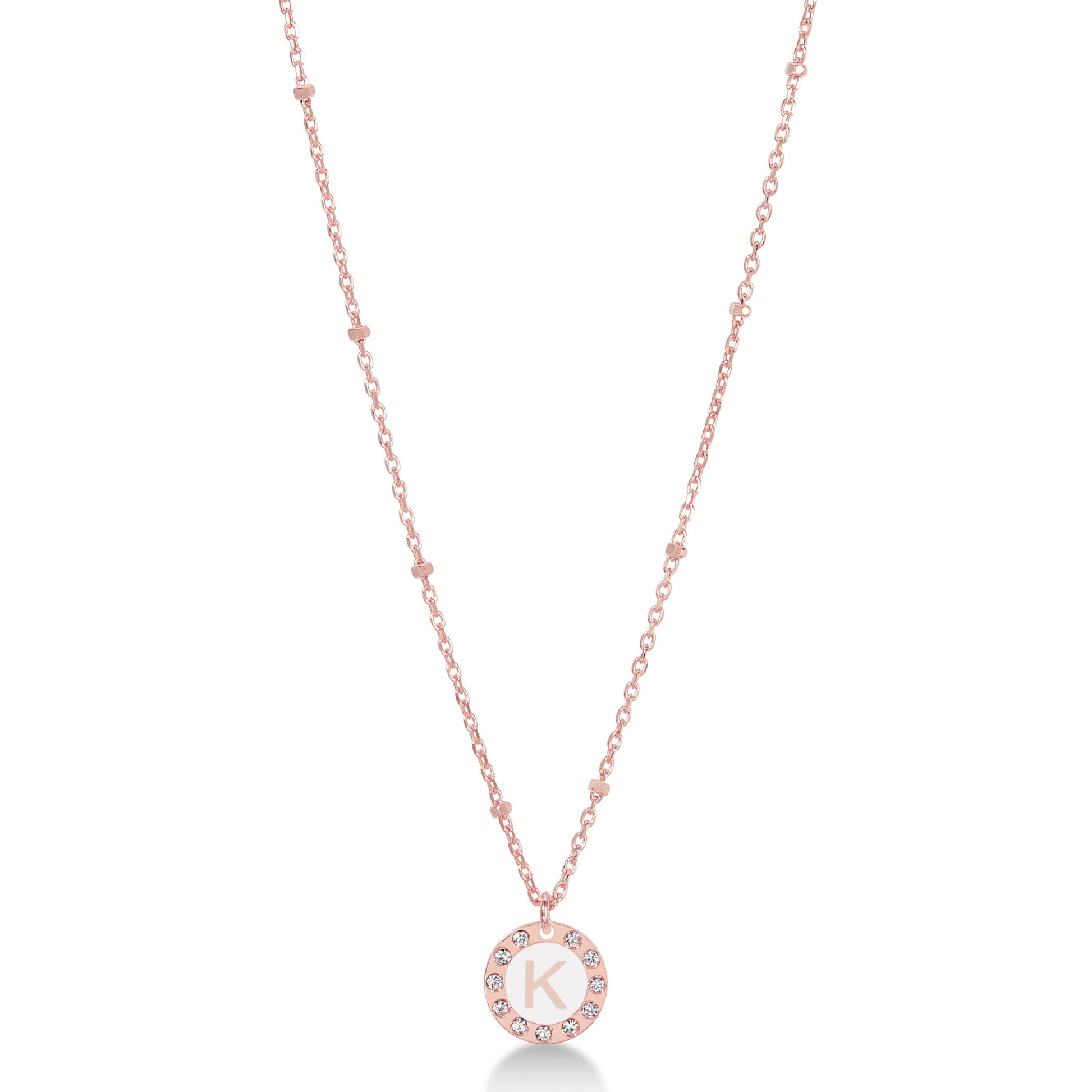 Collana 45 cm Dvccio rosa iniziale K