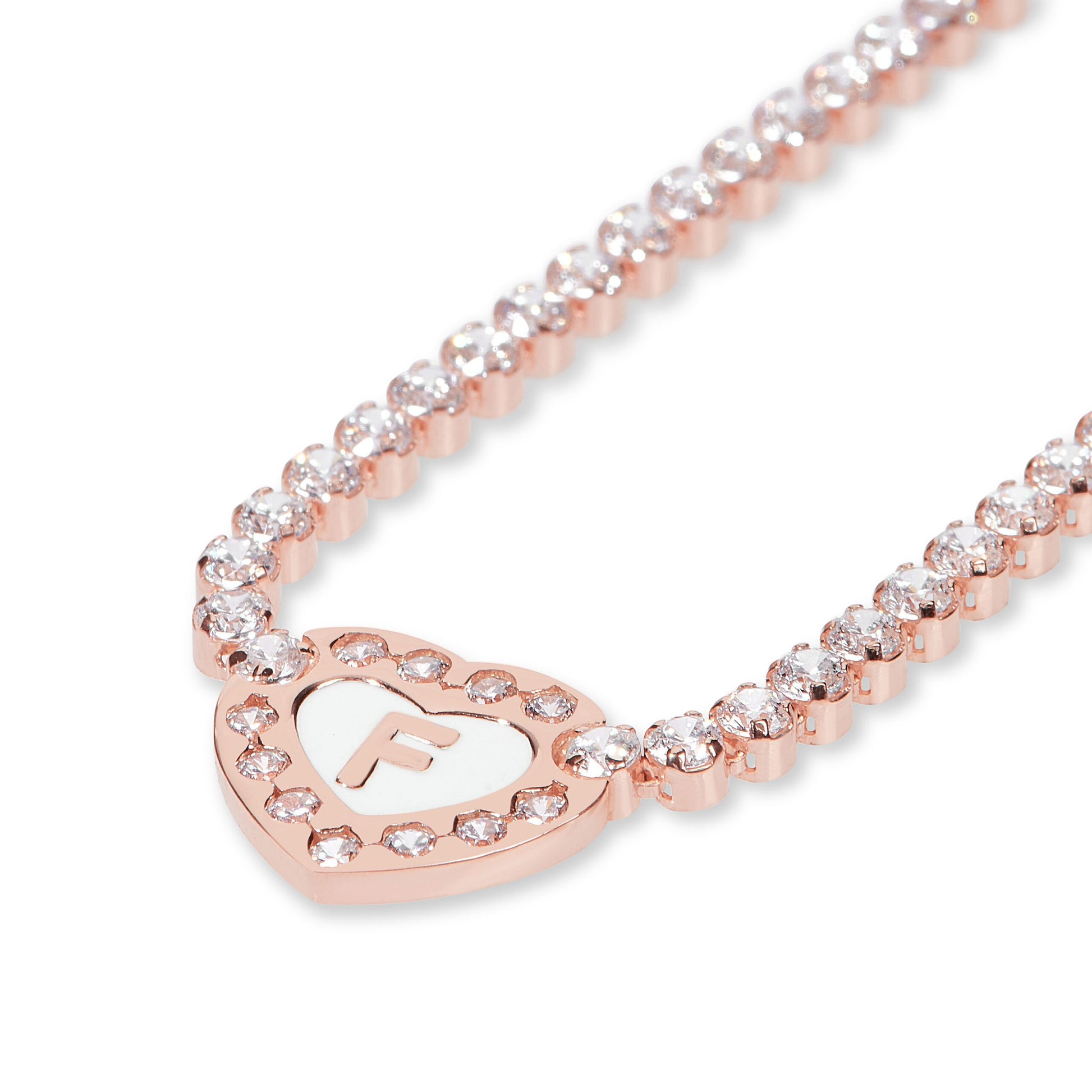 Collana tennis CHARLOTTE Rosa cuore iniziale_dettaglio 3