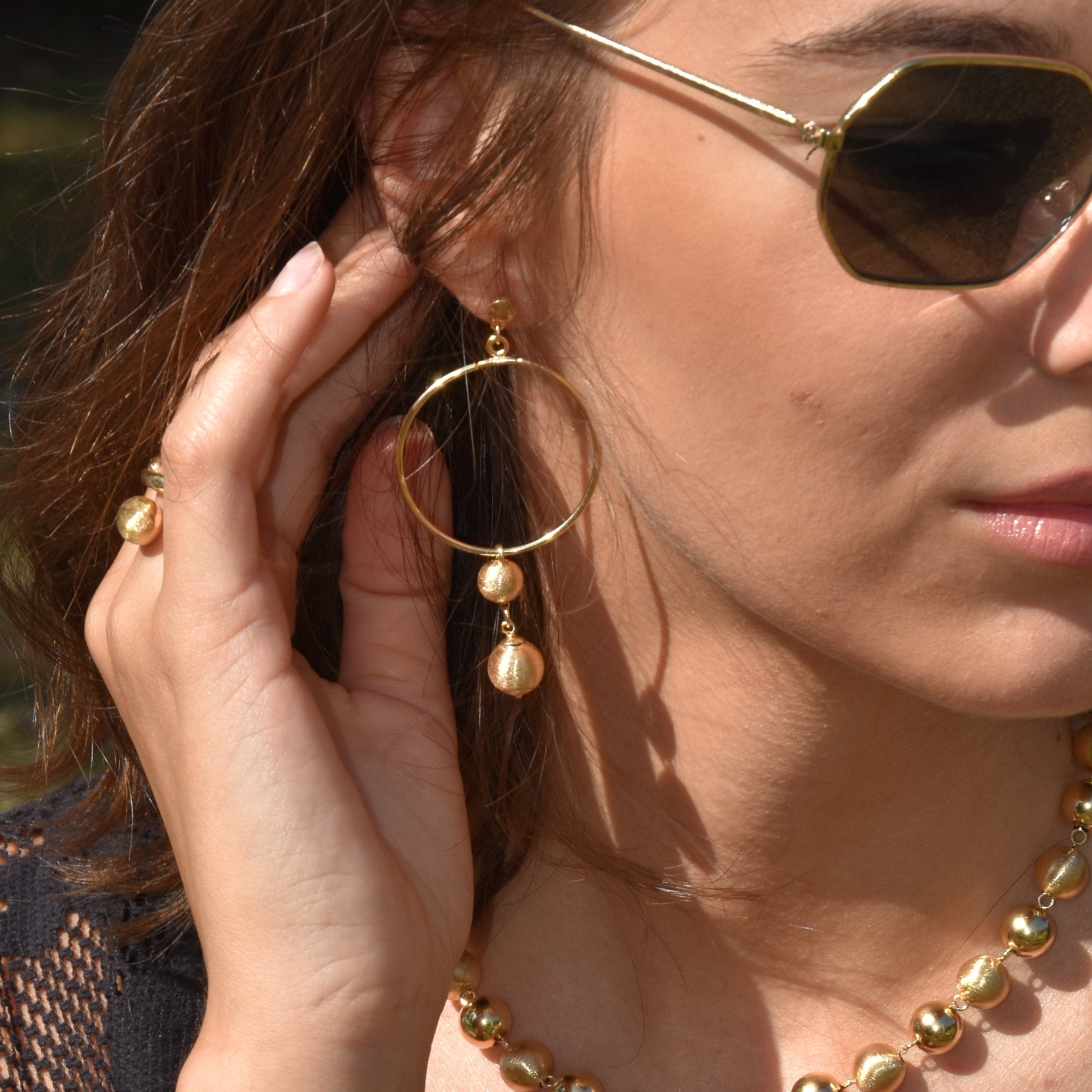 SABA Hoop Earrings in 925 Silver with 24KT Gold Plated Finish