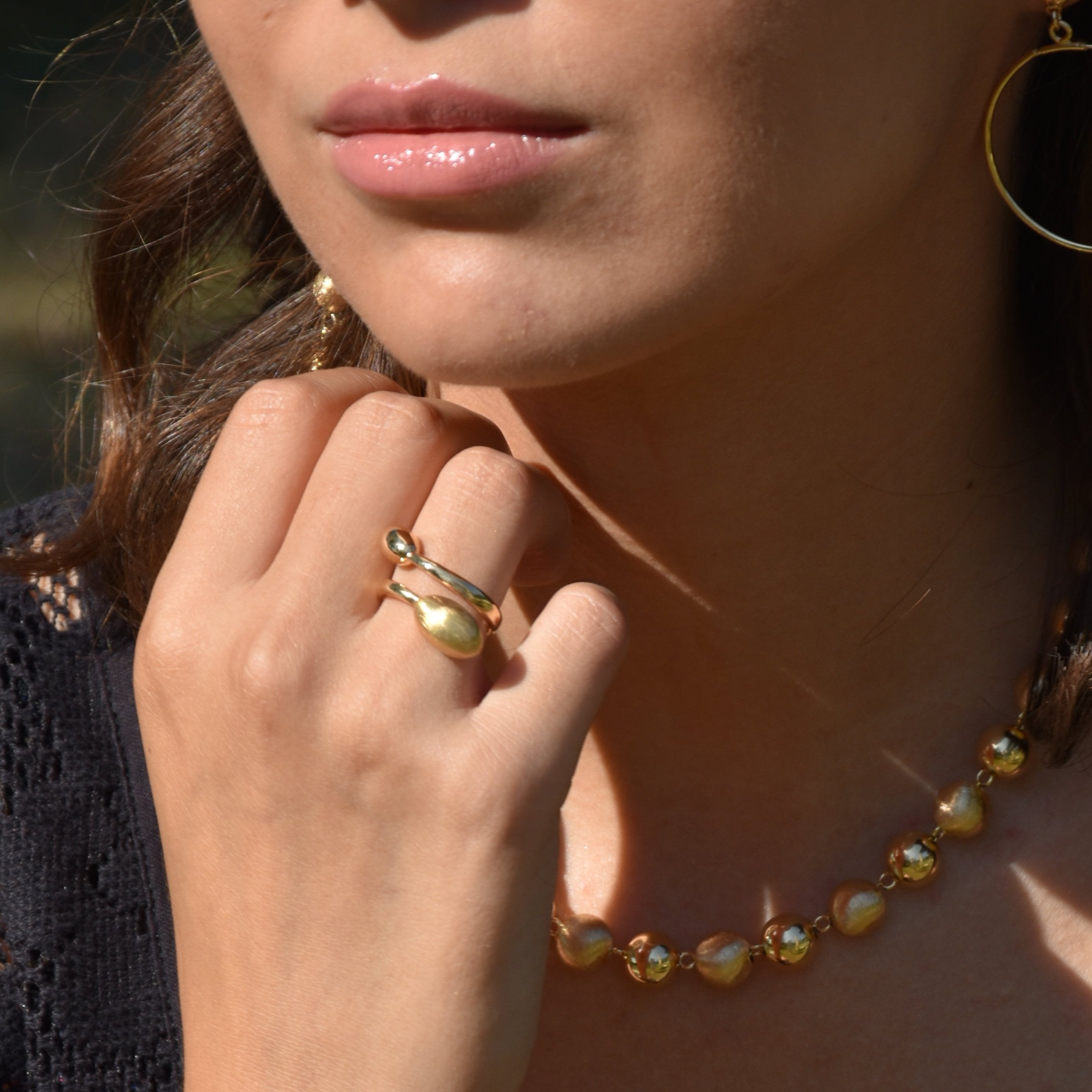 SABA Ring in 925 Silver Laminated with 24KT Gold and Ovals