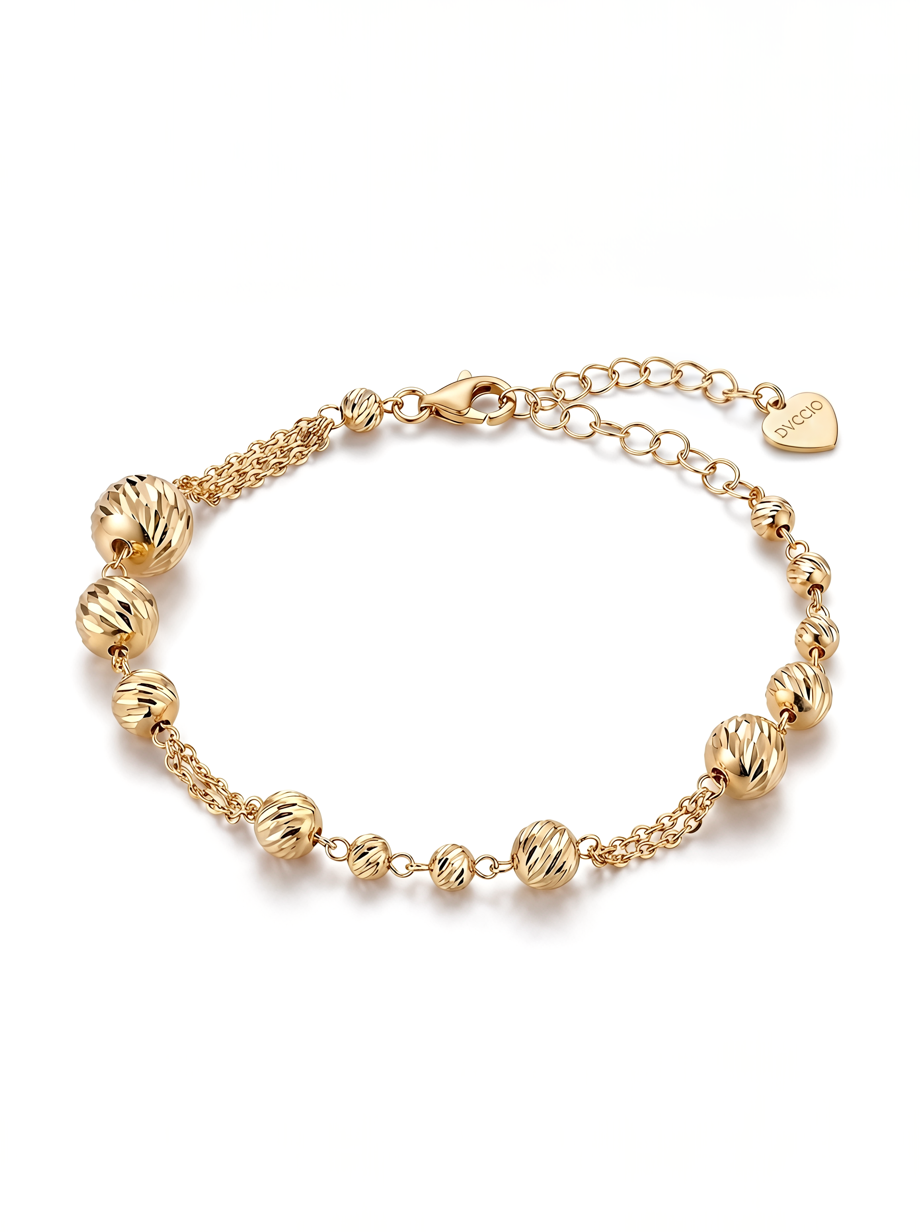 Bracciale a Sfere Diamantate con Catena Multipla Rewind Argento 925 Placcata Oro 24KT