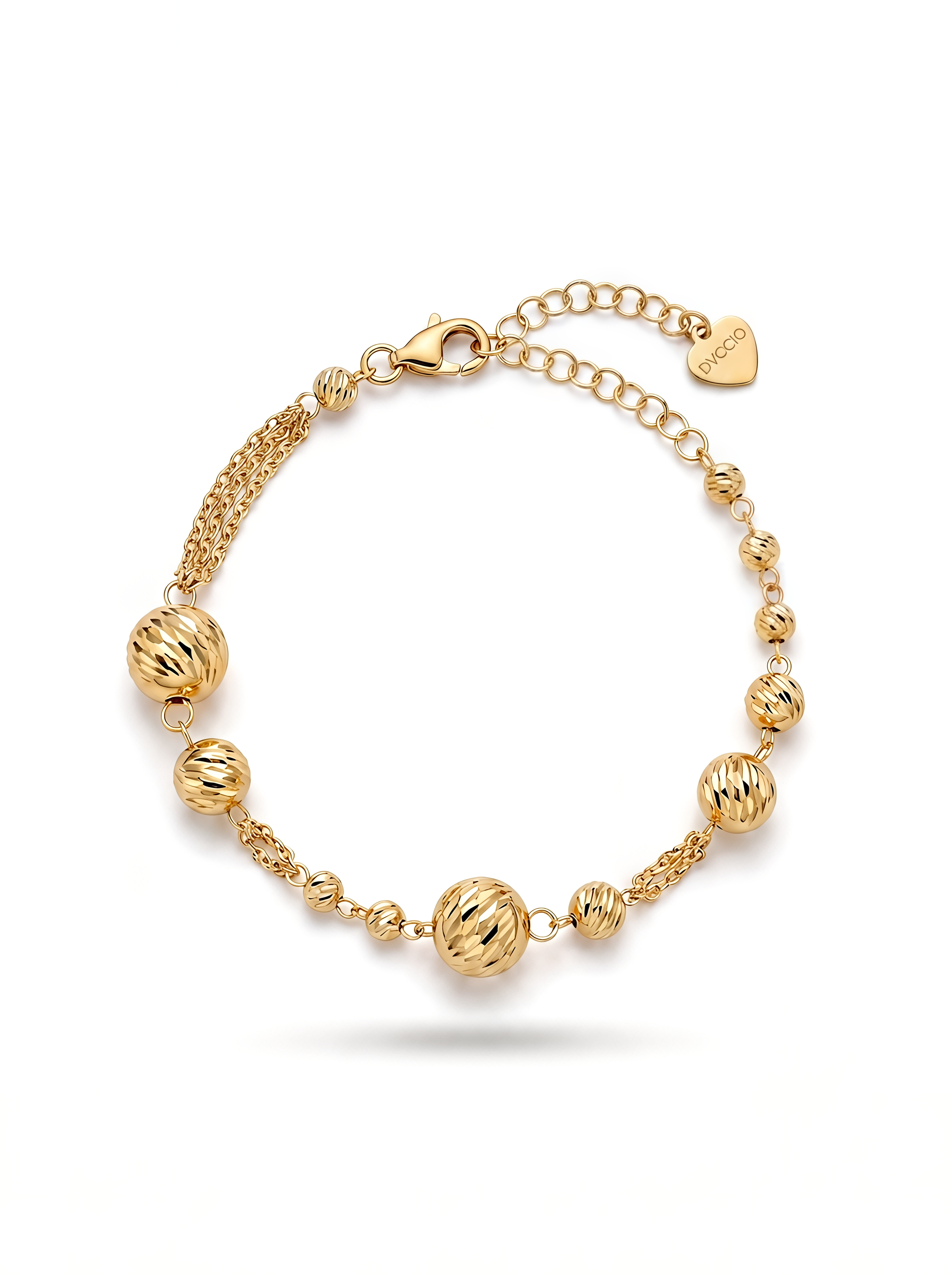 Bracciale a Sfere Diamantate con Catena Multipla Rewind Argento 925 Placcata Oro 24KT
