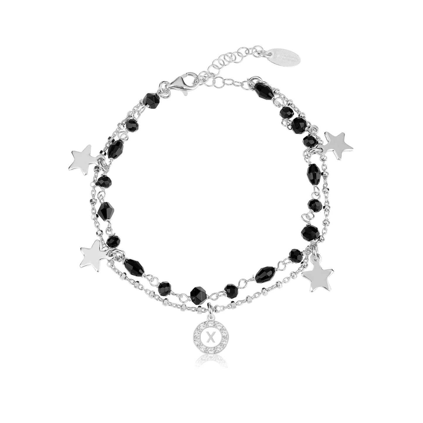 Iris bracciale rodio nero lettera X