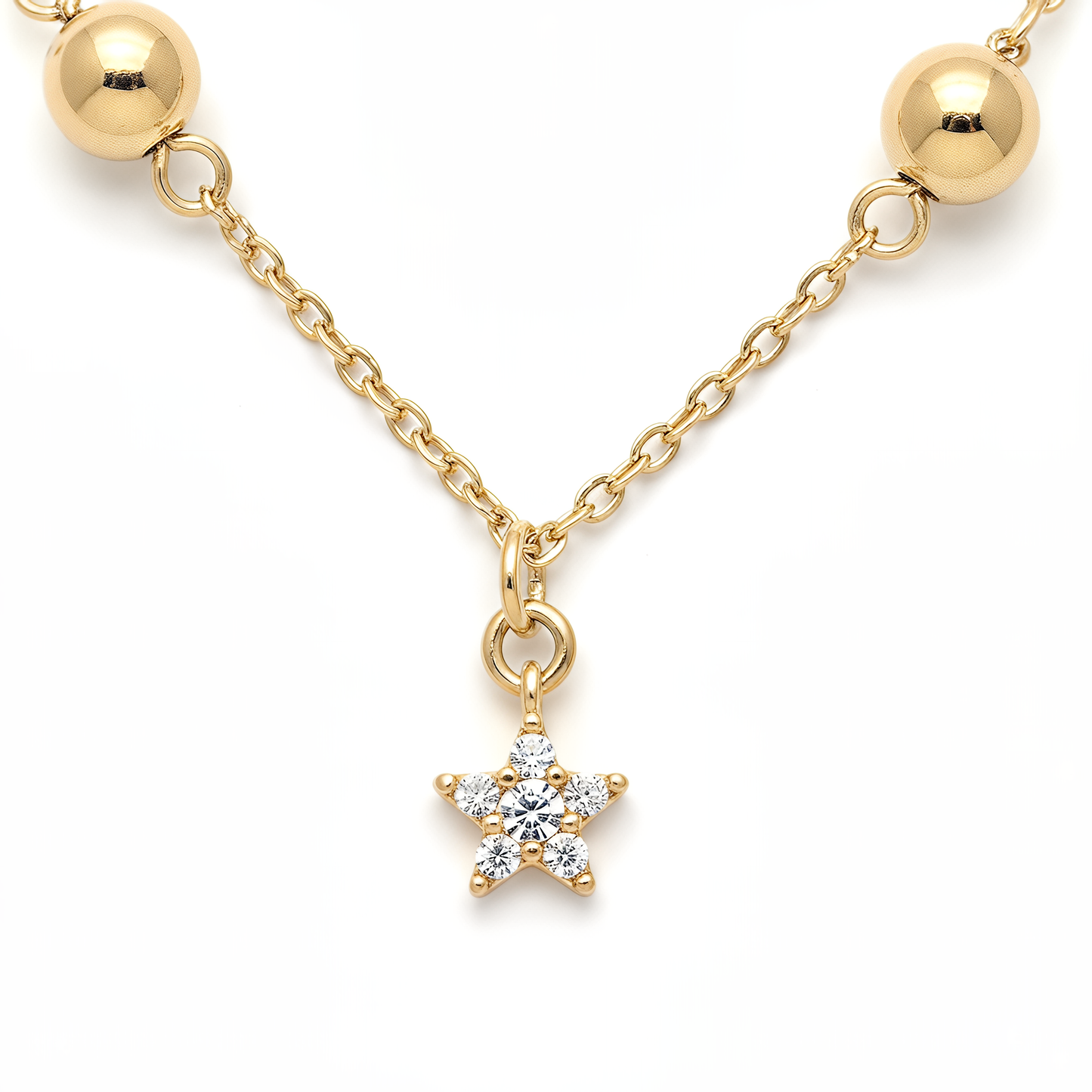 Collana Chérie Stelle in Argento 925 Laminato Oro 24KT con Cristalli