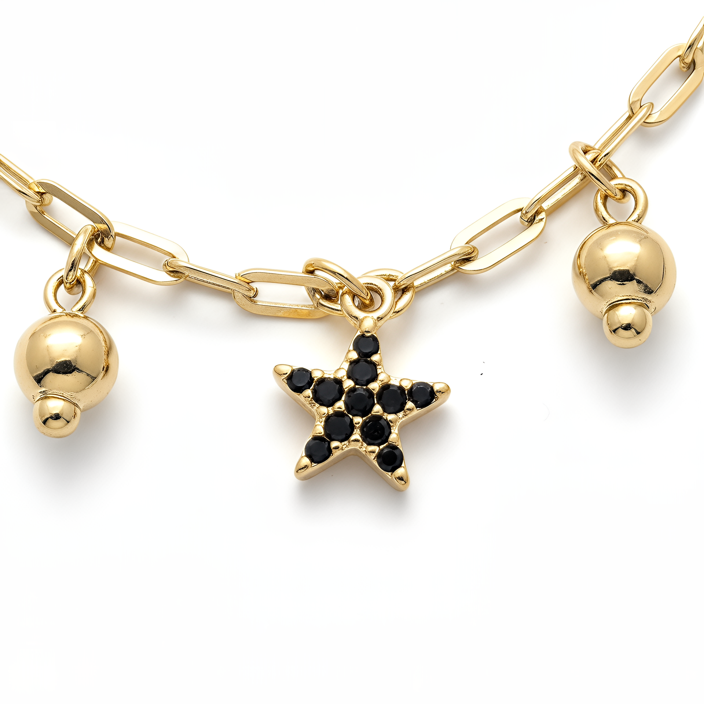 Collana Chèrie Stella Nera in Argento 925 Laminato Oro 24KT