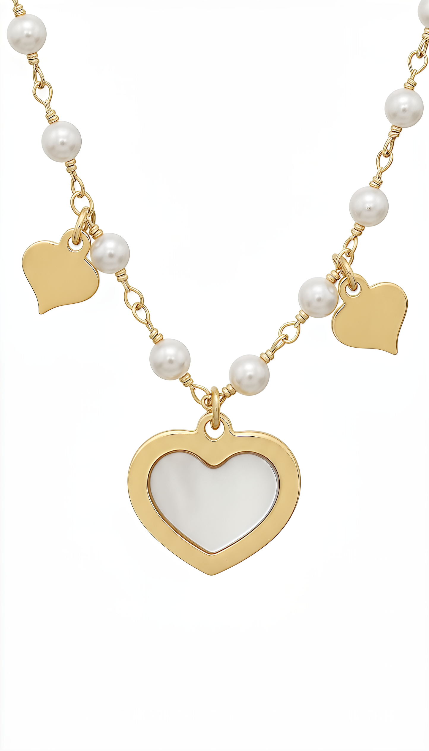 Collana Cuore Divino DVCCIO in Argento 925 Laminato Oro 24KT con Madreperla