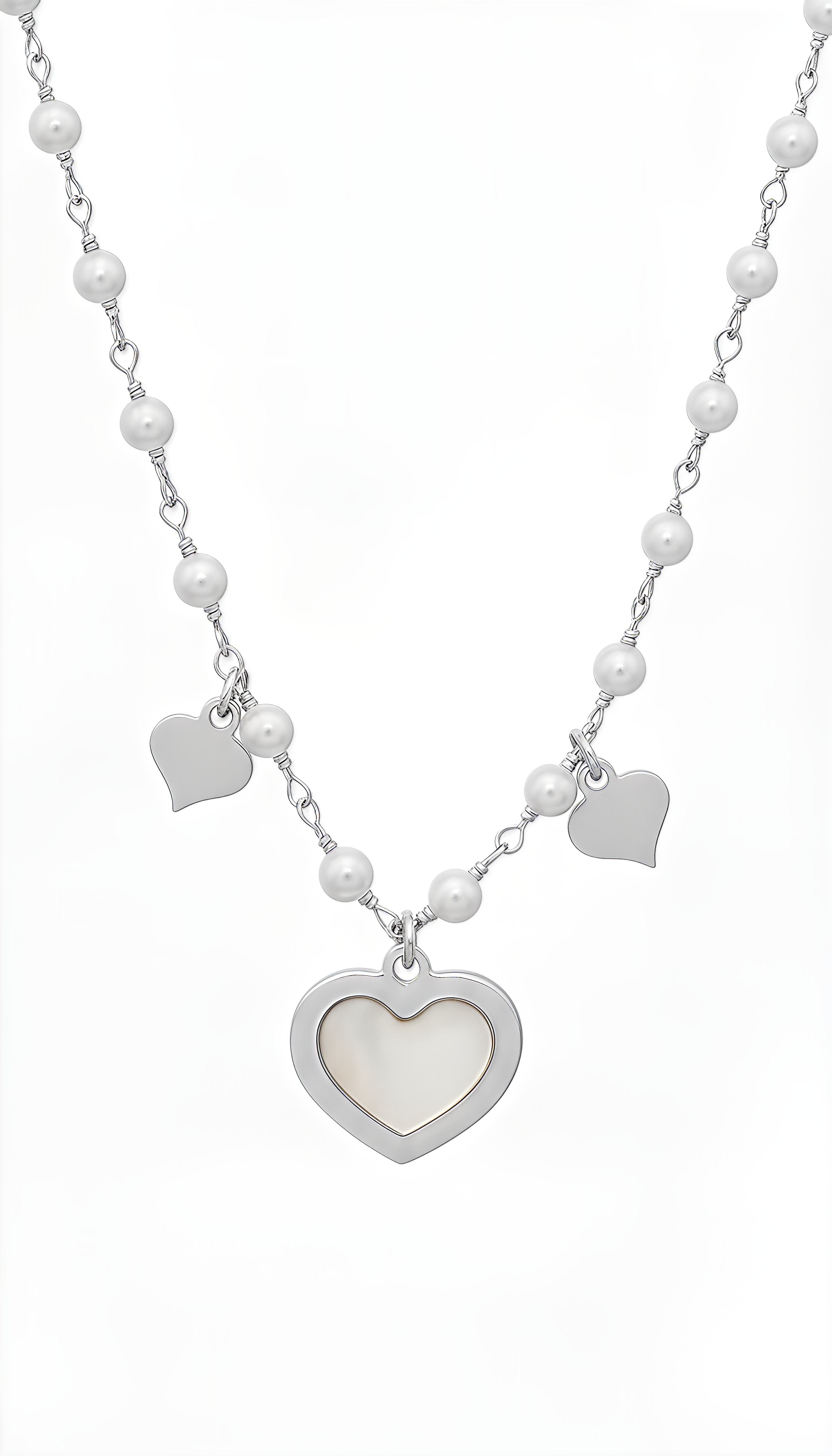 DVCCIO Divine Heart Necklace in 925 Silver Laminated with 24KT Gold and Mother of Pearl
