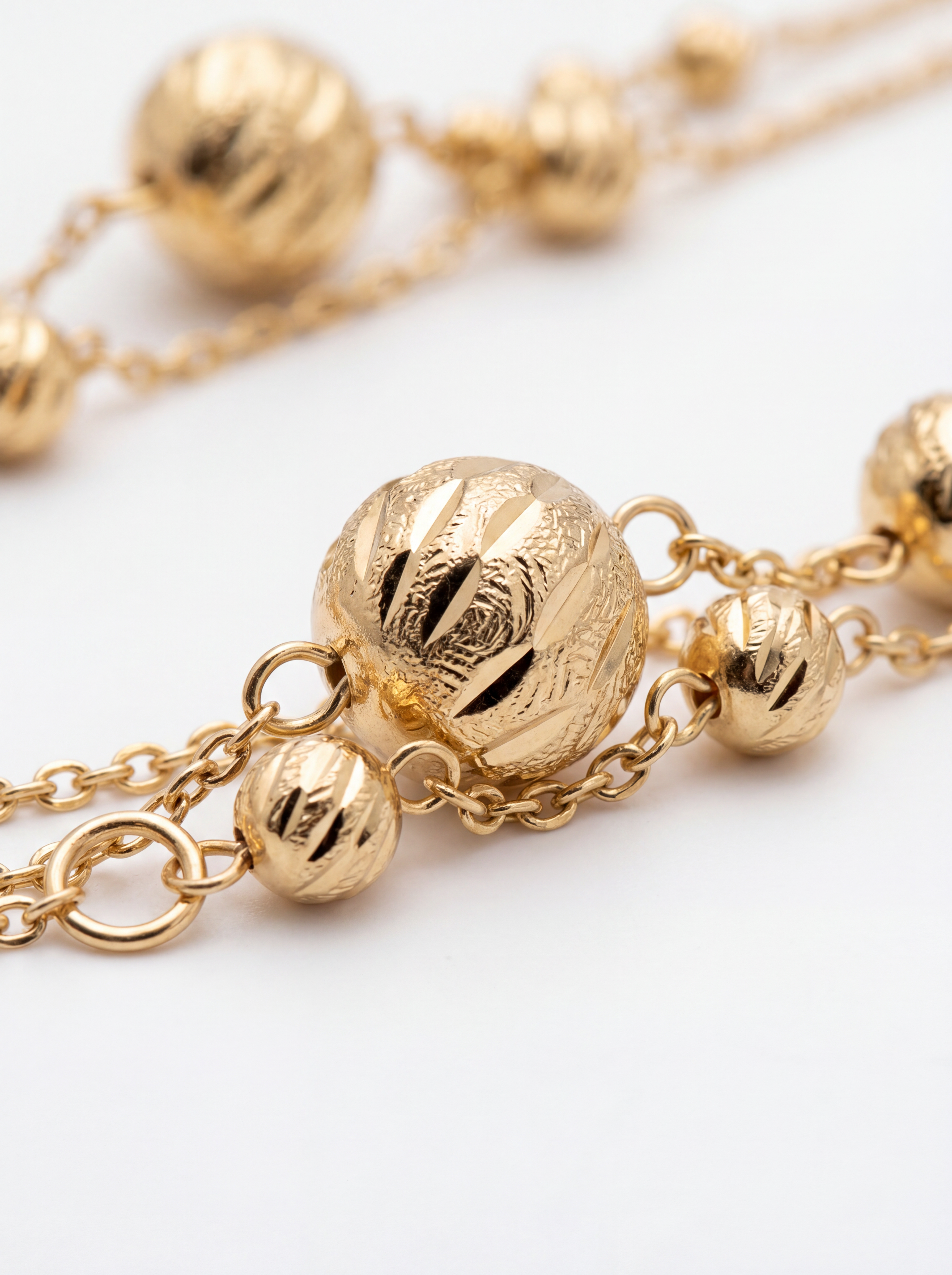 Collana Doppio Filo a Sfere Diamantate Rewind Argento 925 Placcata Oro 24KT