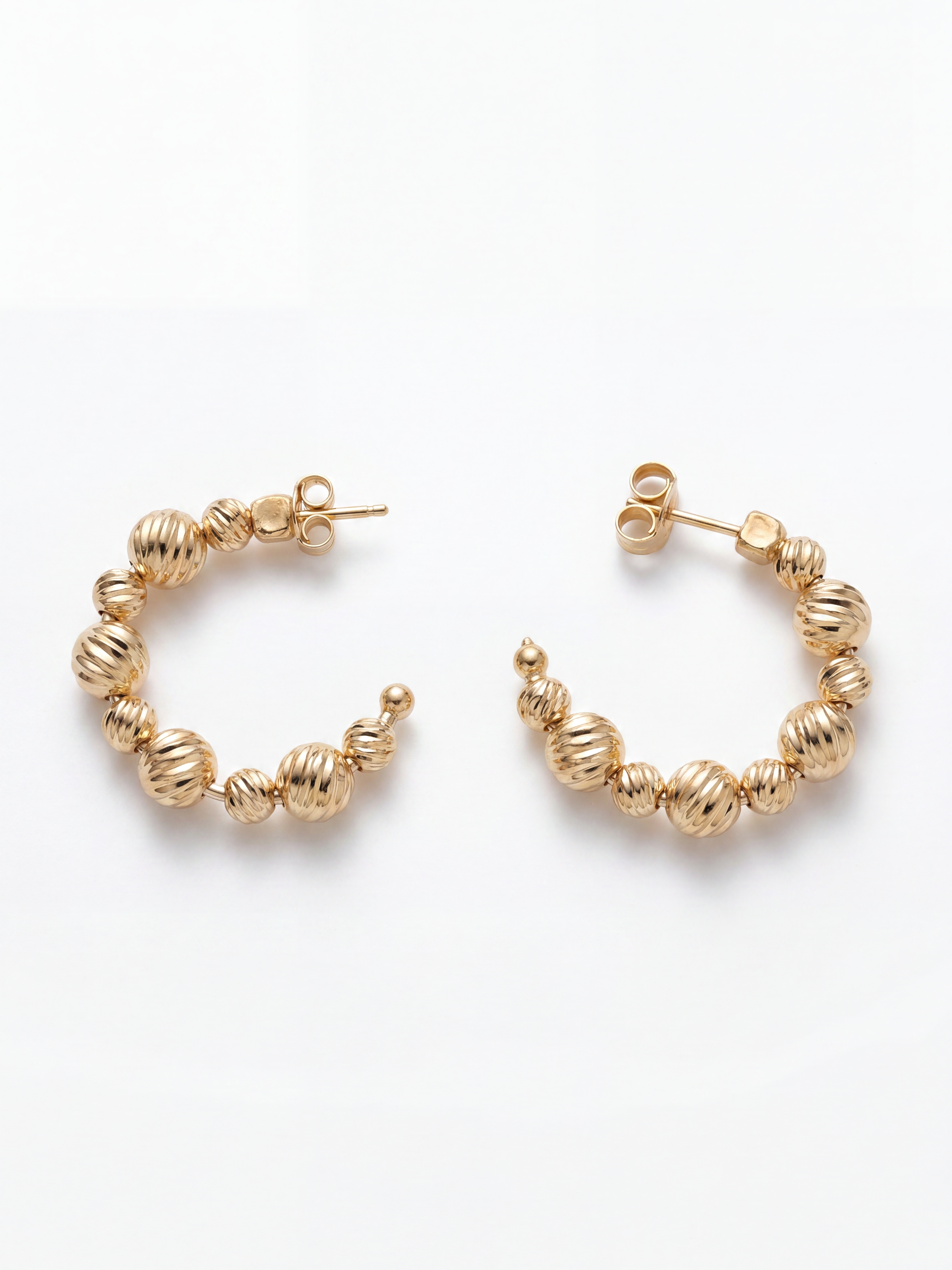 Orecchini a Cerchio con Sfere Diamantate Rewind Argento 925 Placcata Oro 24KT
