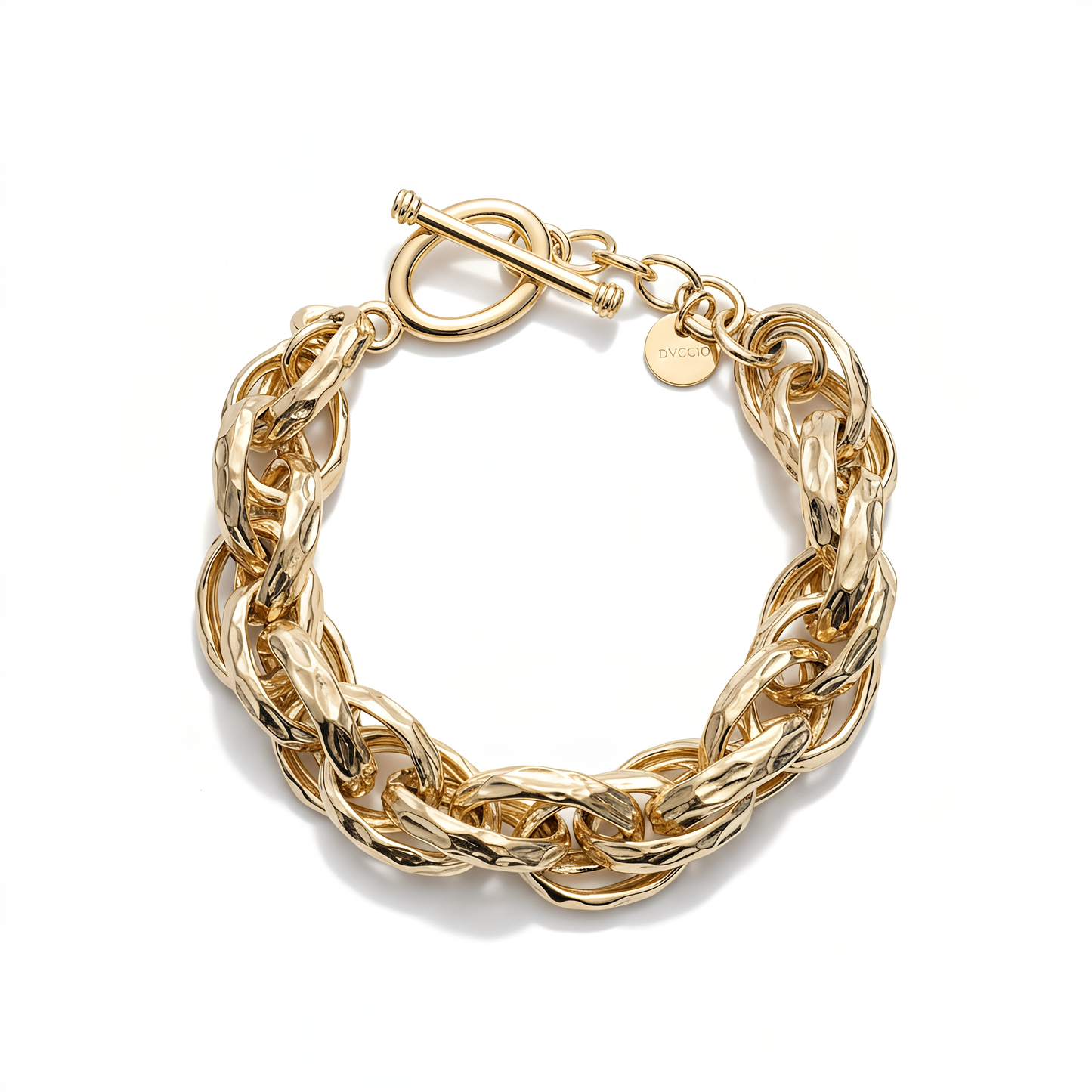 Bracciale Catena Intrecciata in Argento 925 Laminato Oro 24KT