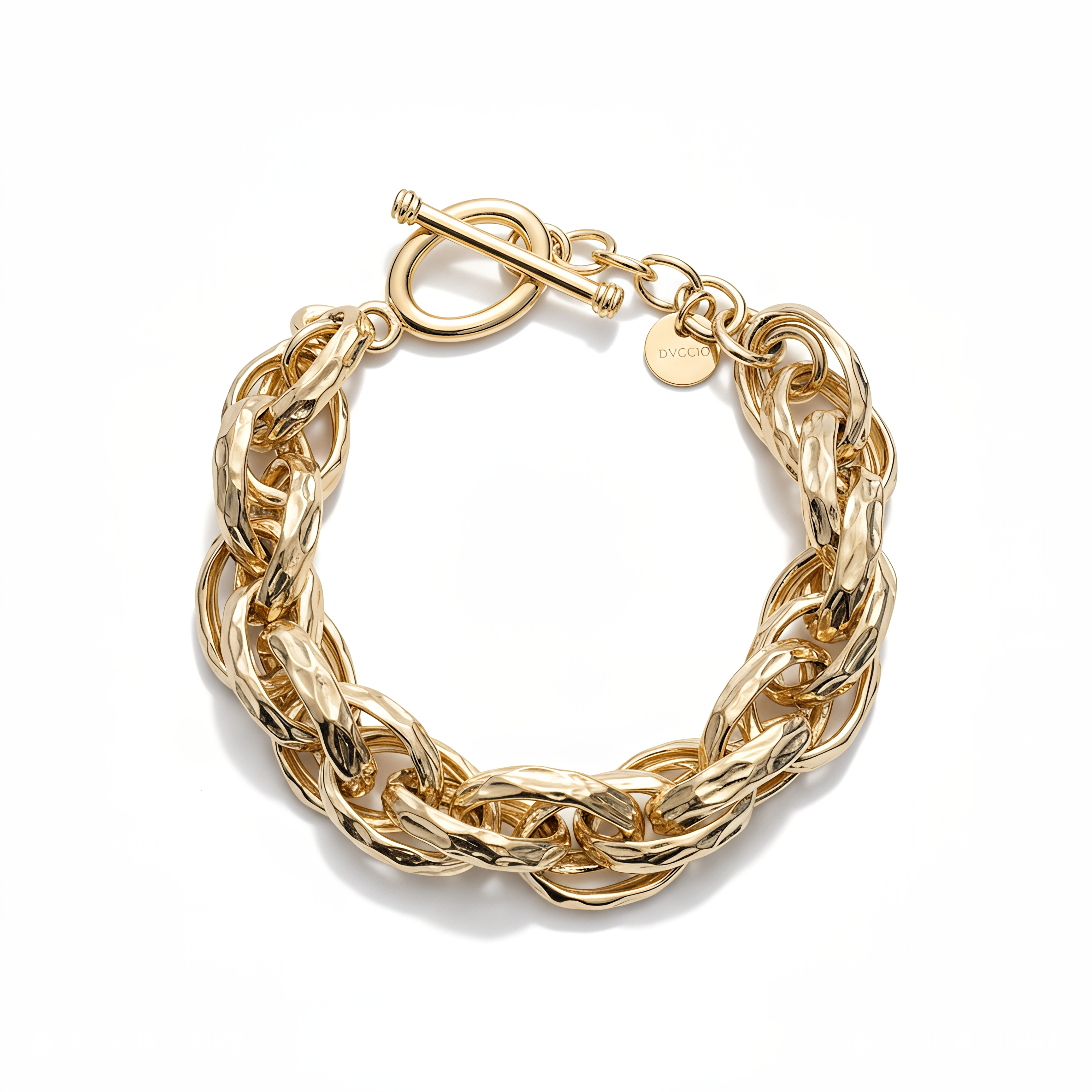 Bracciale Catena Intrecciata in Argento 925 Laminato Oro 24KT