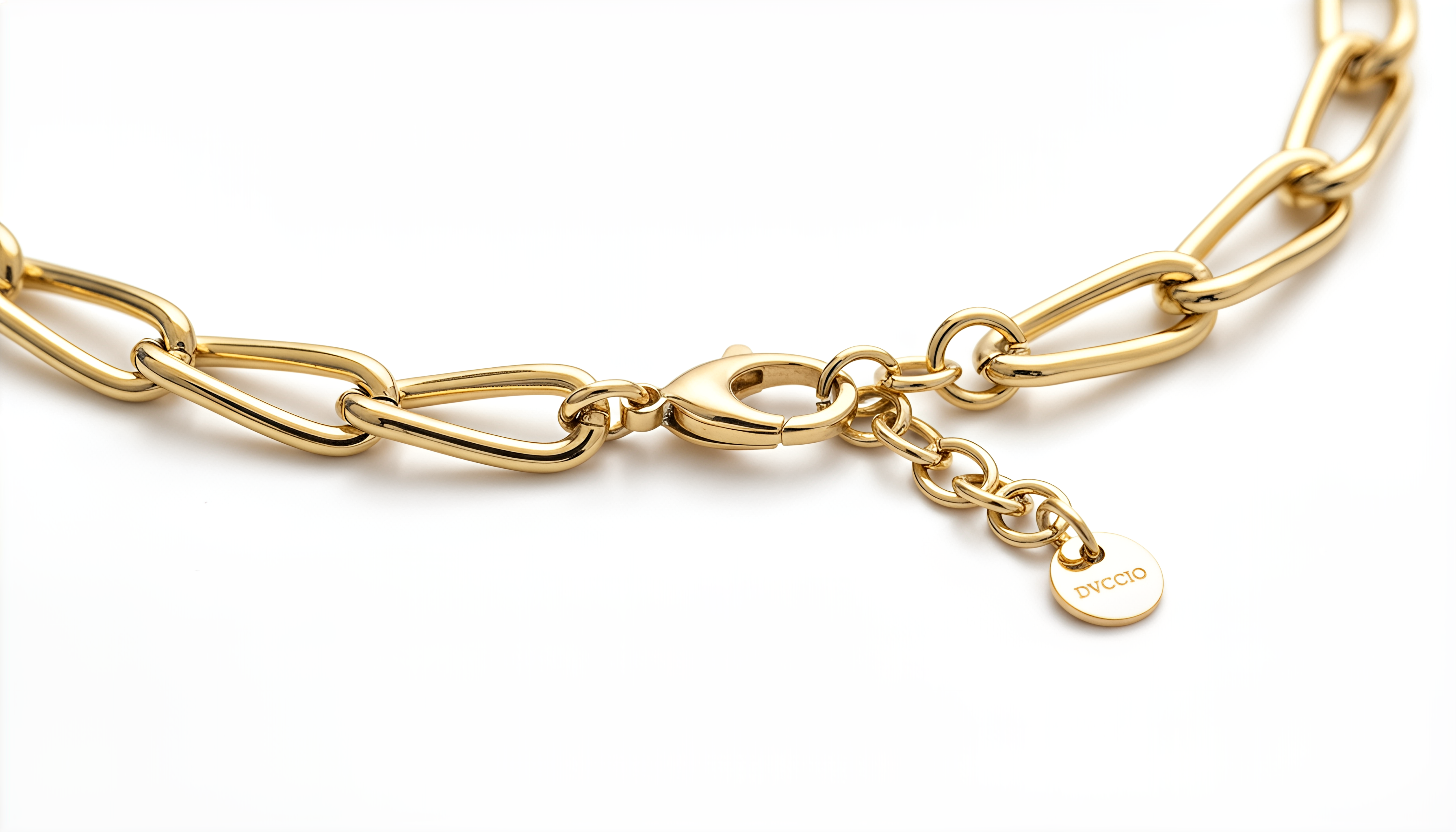 Collana a Catena Ovale DVCCIO in Argento 925 Laminato Oro 24KT