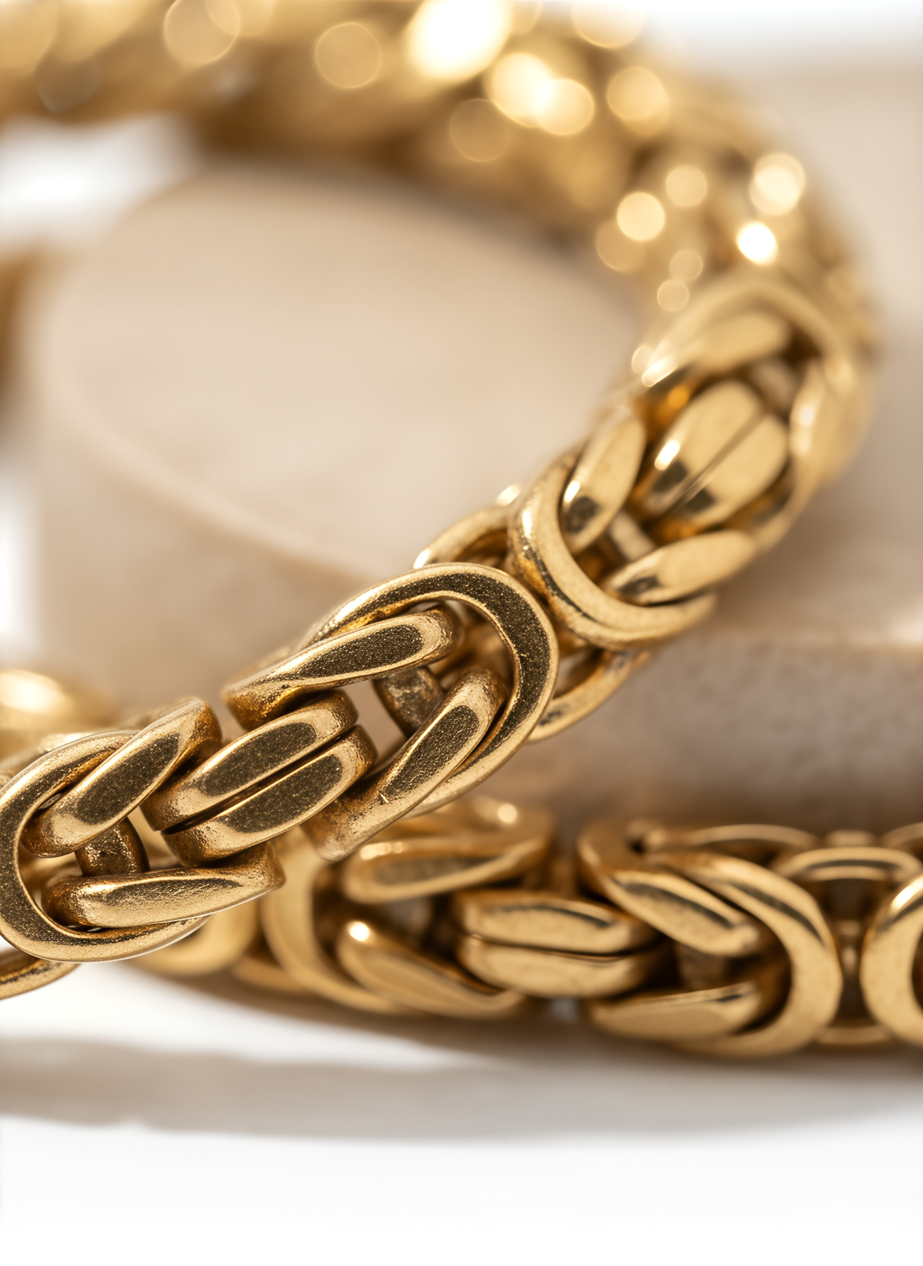 Collana a Maglia Bizantina Piccola Dubai Argento 925 Placcata Oro 24KT