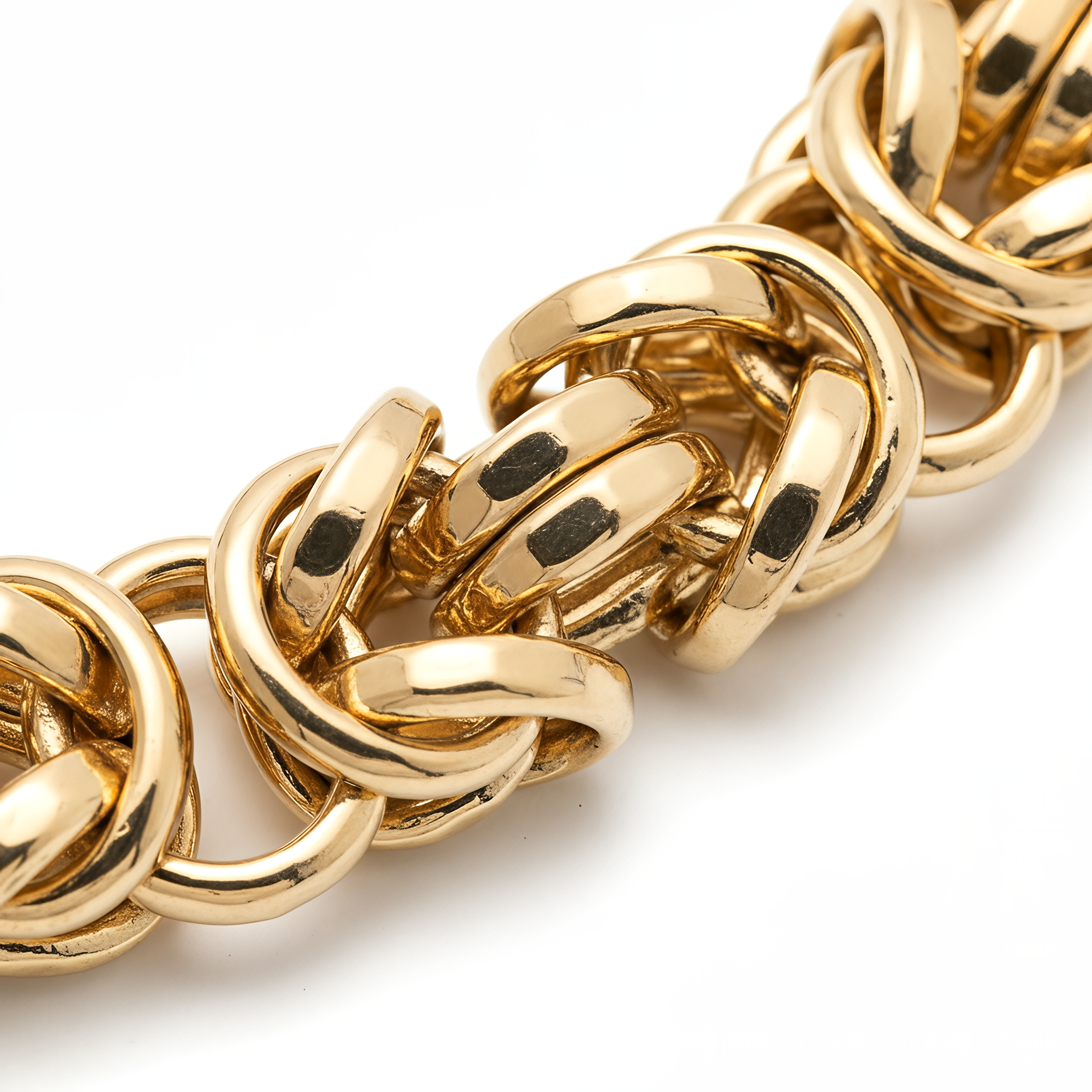 Large Dubai Byzantine Link Bracelet 925 Silver 24KT Gold Plated