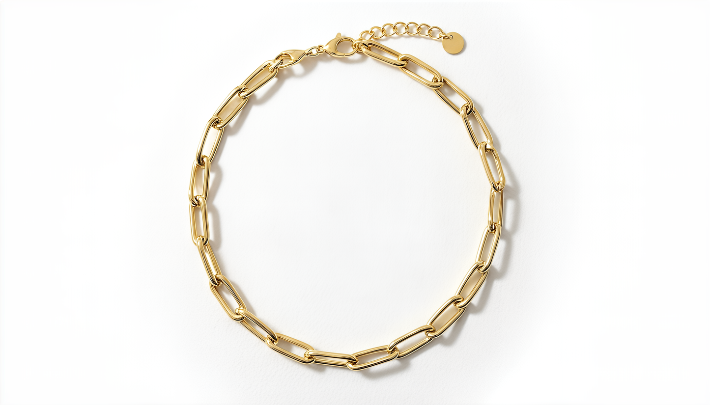 Collana a Catena Ovale DVCCIO in Argento 925 Laminato Oro 24KT